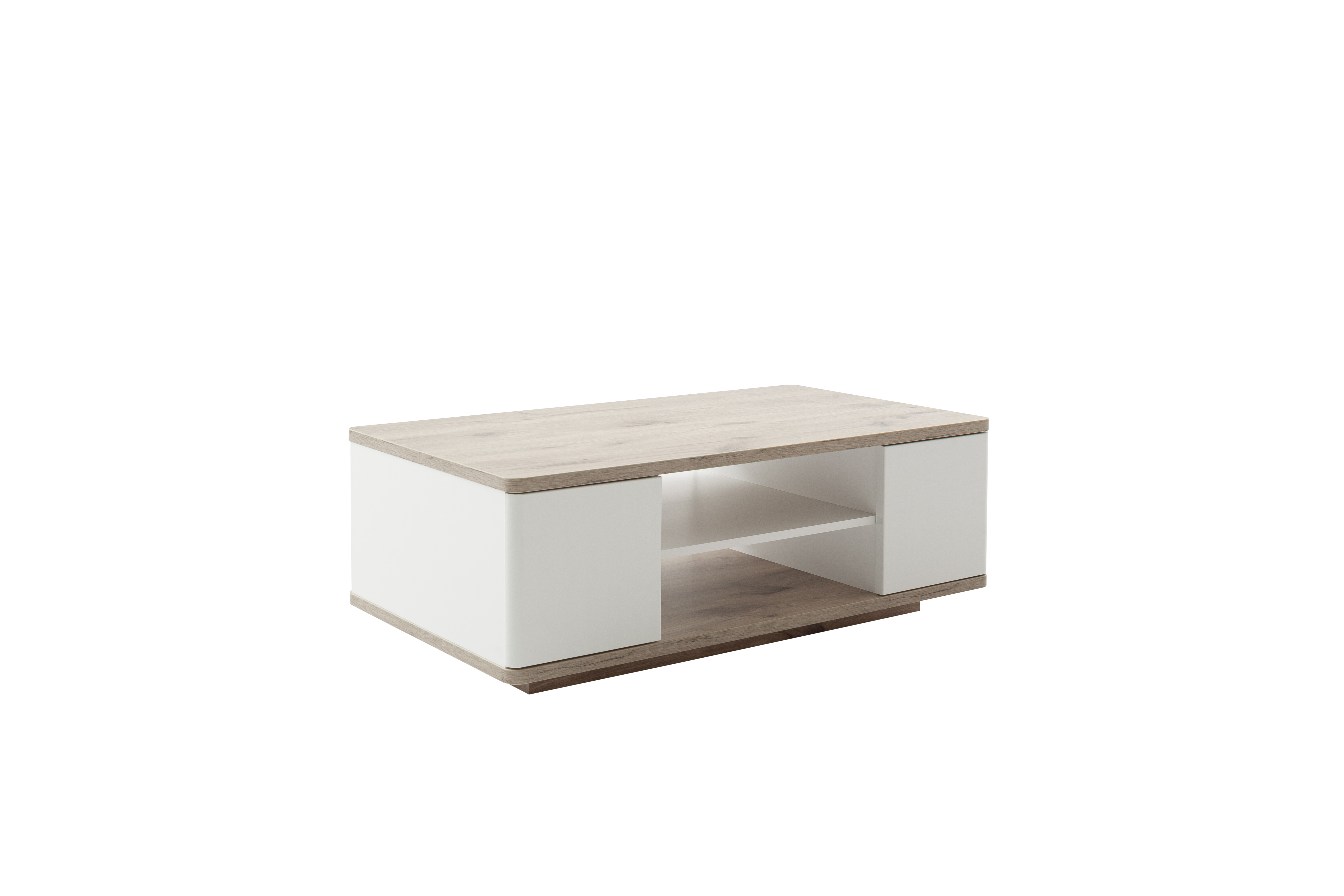 Couchtisch, Soft weiß, Absetzung Eiche Dekor - LS25 Candona
