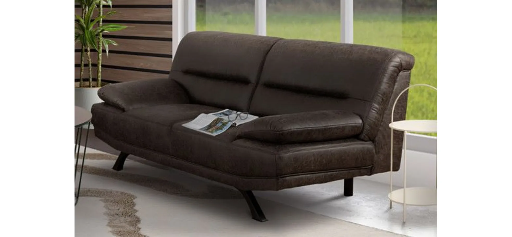 Sofa - 2-Sitzer, Stoff, Braun