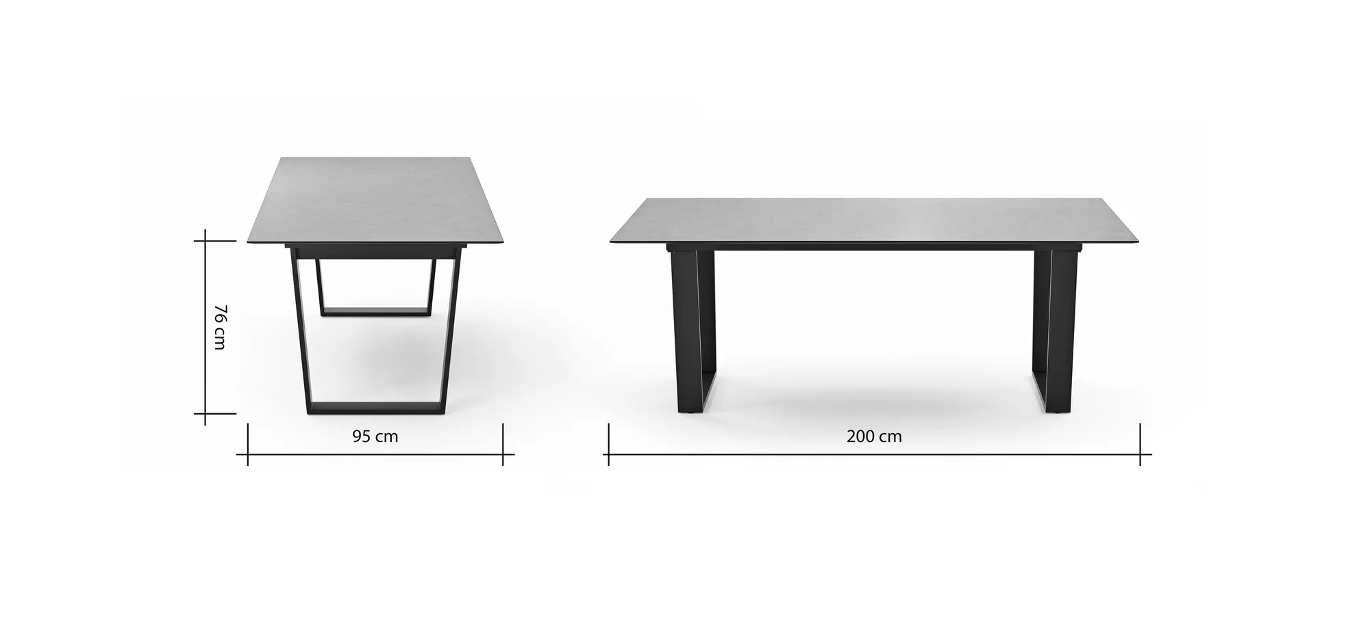 Esstisch Dinner - LB ca. 200x95 cm, Kunststoff, Dunkelgrau