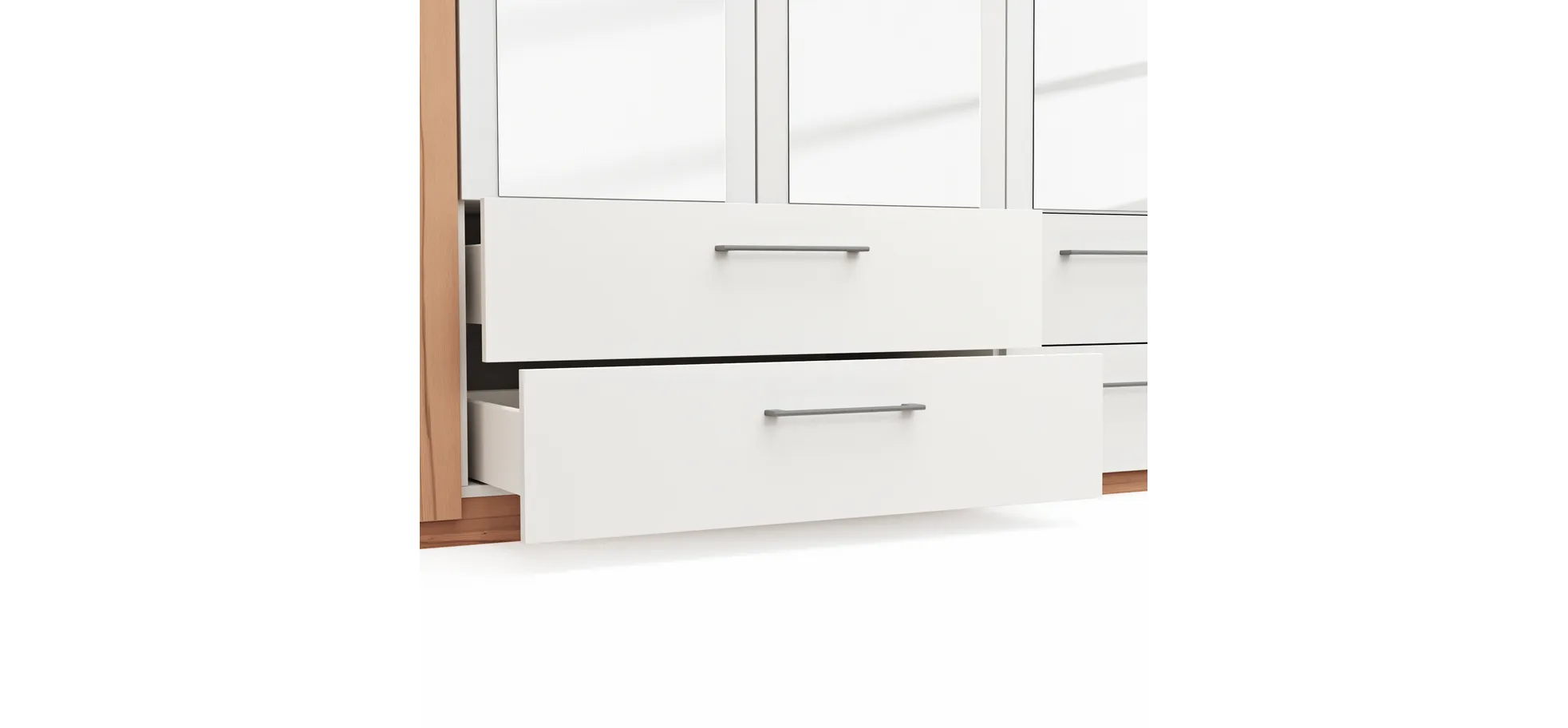 Drehtürenschrank Viana - B. ca. 225 cm, Furnier, Kernbuche, Weiß