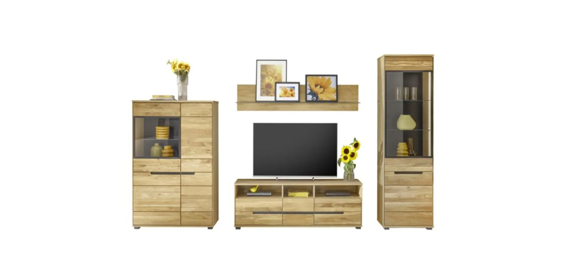 Vitrine, Eiche, 2-trg., Glas-/ Holztür - Edma