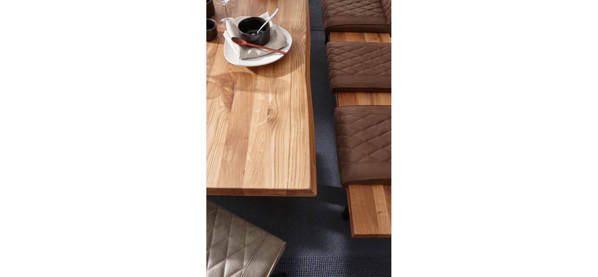 Holzbank Clifton - Breite ca. 200cm, Wildeiche massiv, natur Holzbank Clifton - Breite ca. 200cm, Wildeiche massiv, natur