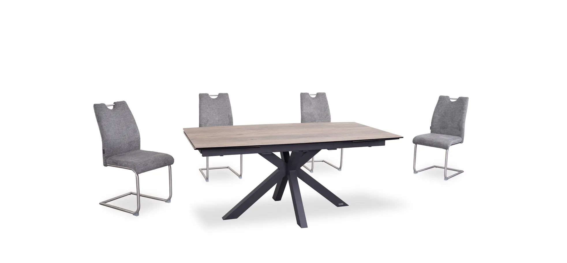 Schwingstuhl, Stoff grau, mit Griff - MERVE