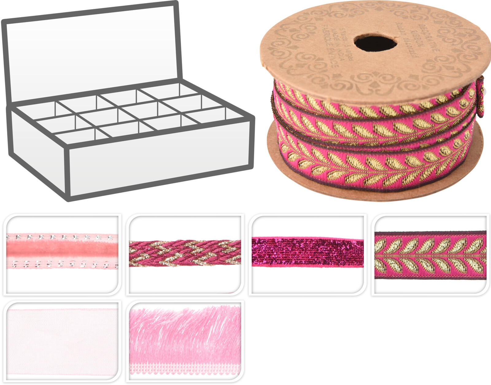 Geschenkband 35MMX3M SILBER 6 SORT