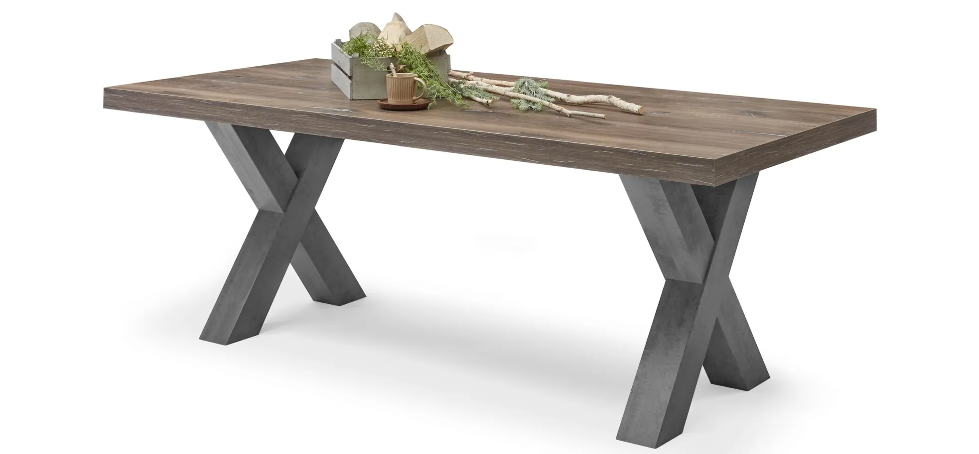 Esstisch - LB ca. 210x100 cm, Eiche Dekor, Graphit