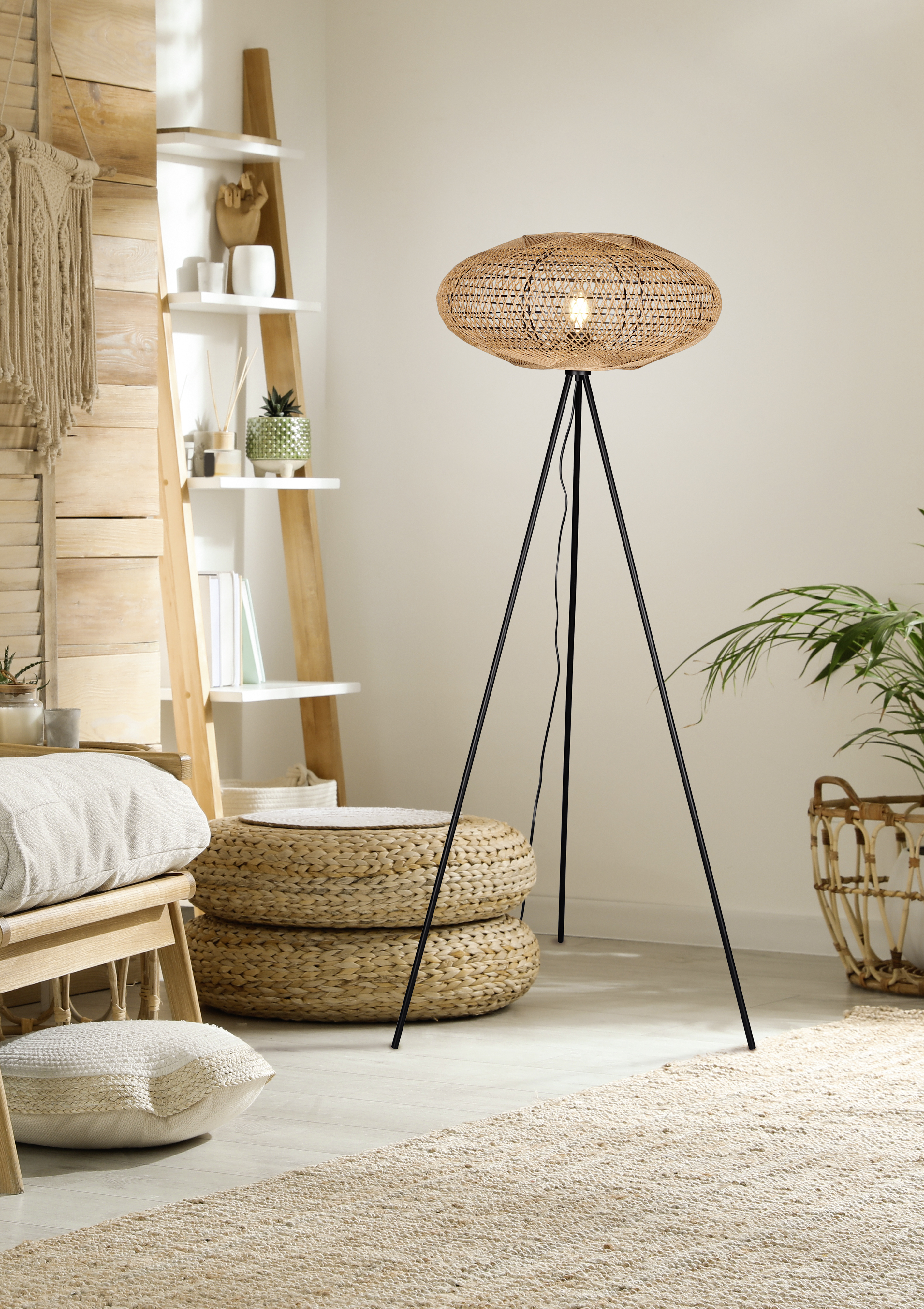 Stehleuchte Hedda - 1xE27, Sisalschirm, Höhe ca. 150 cm
