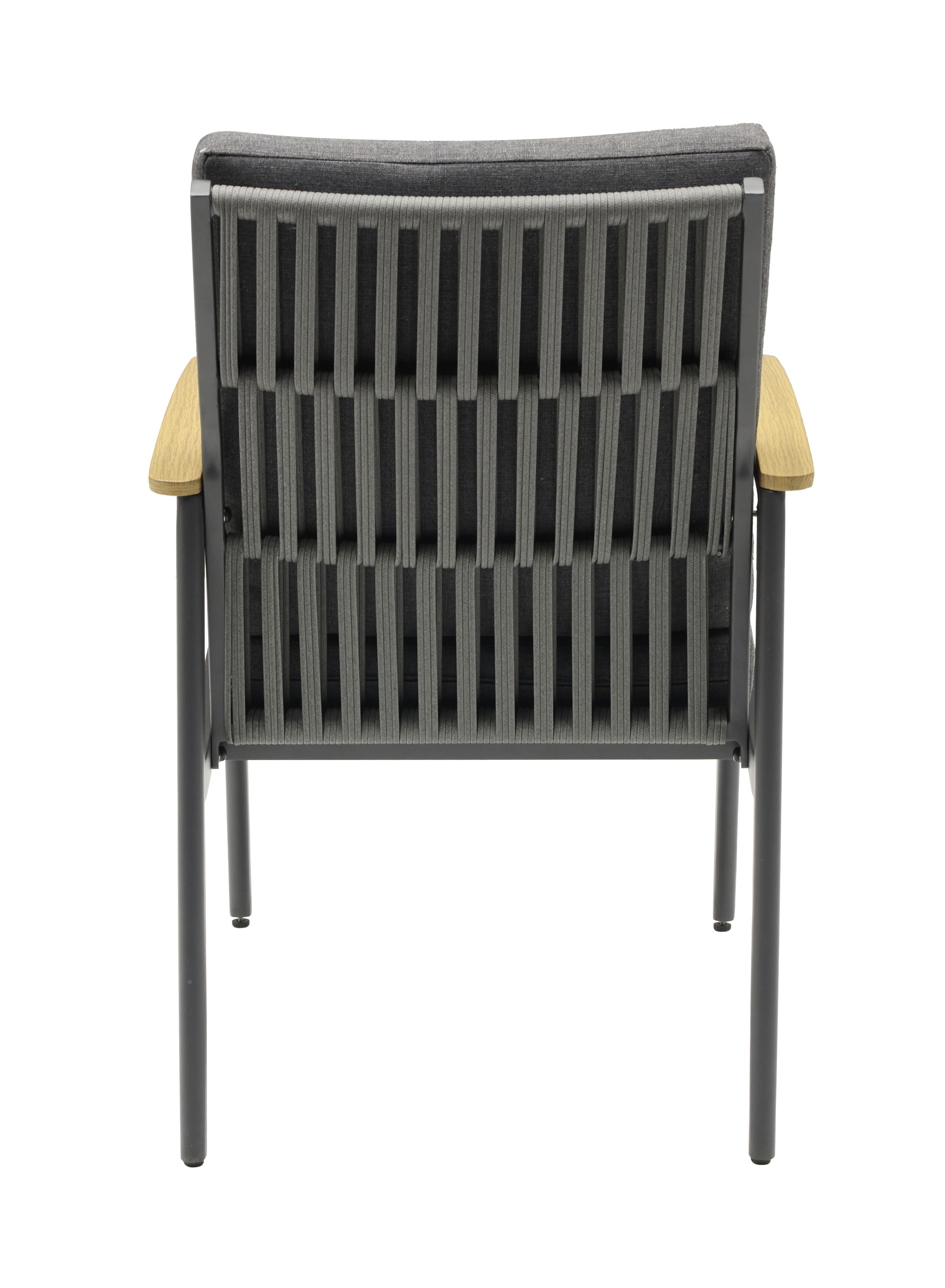 Armlehnstuhl, Teak-Armlehnen, grau - Avento