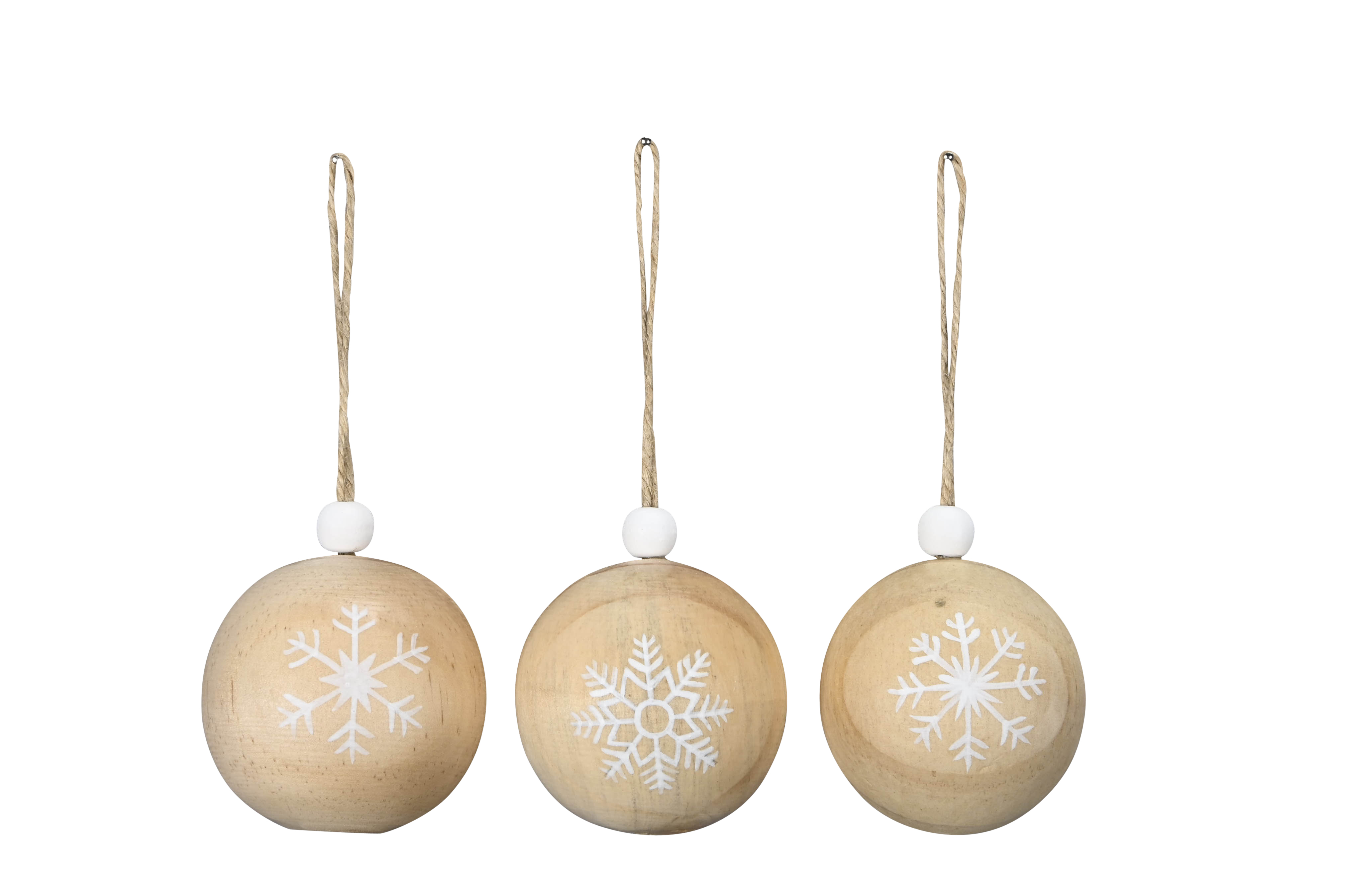Hänger Kugel, 3-er Set - weiß-natur, 7cm