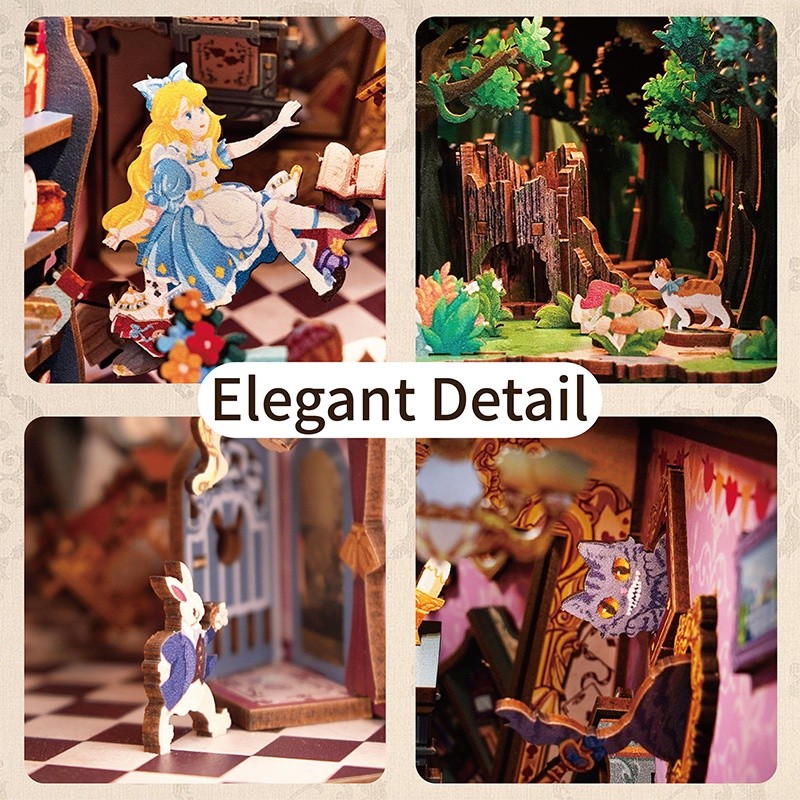 Tonecheer DIY-Set Book Nook mit LED, 3D Puzzle - Alice in Wonderland