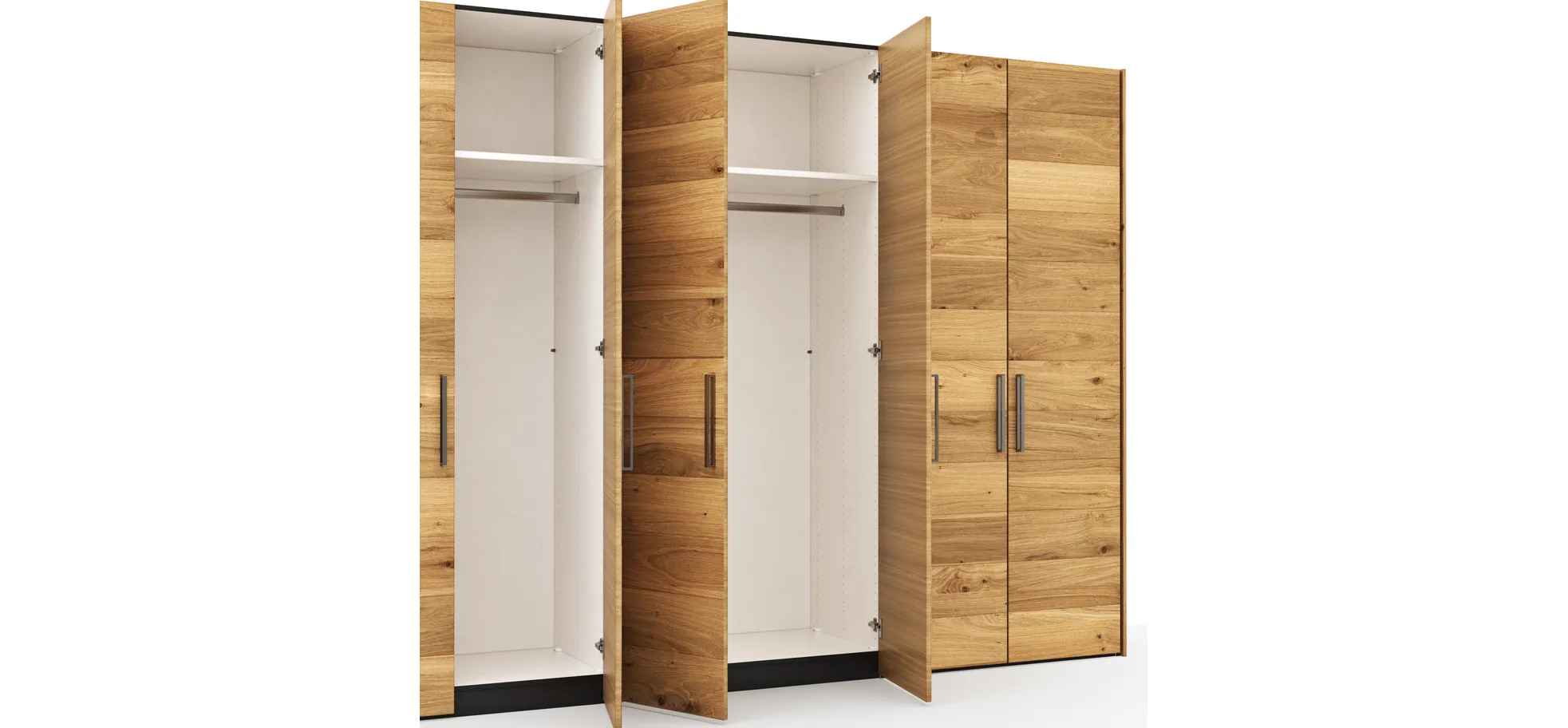 Drehtürenschrank Colorado - B. ca. 307 cm, Wildeichefurnier natur