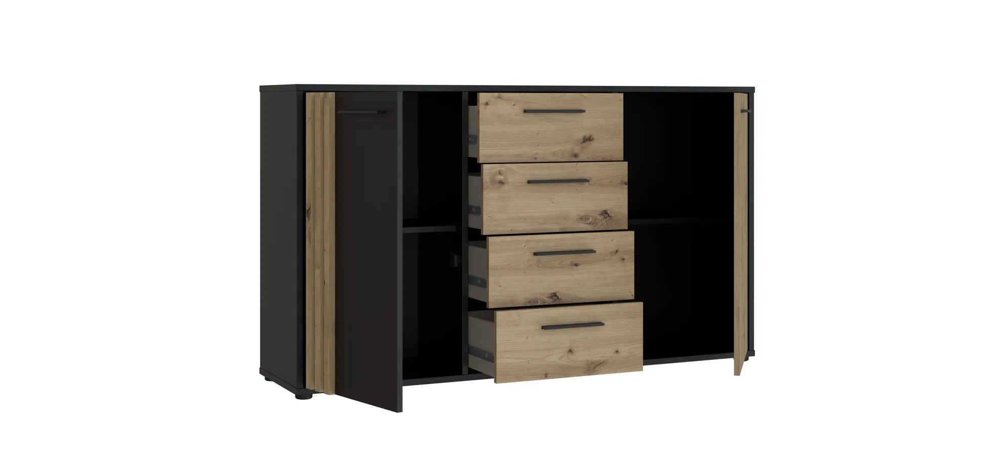 Sideboard, Black/Artisan Oak  - Floriss