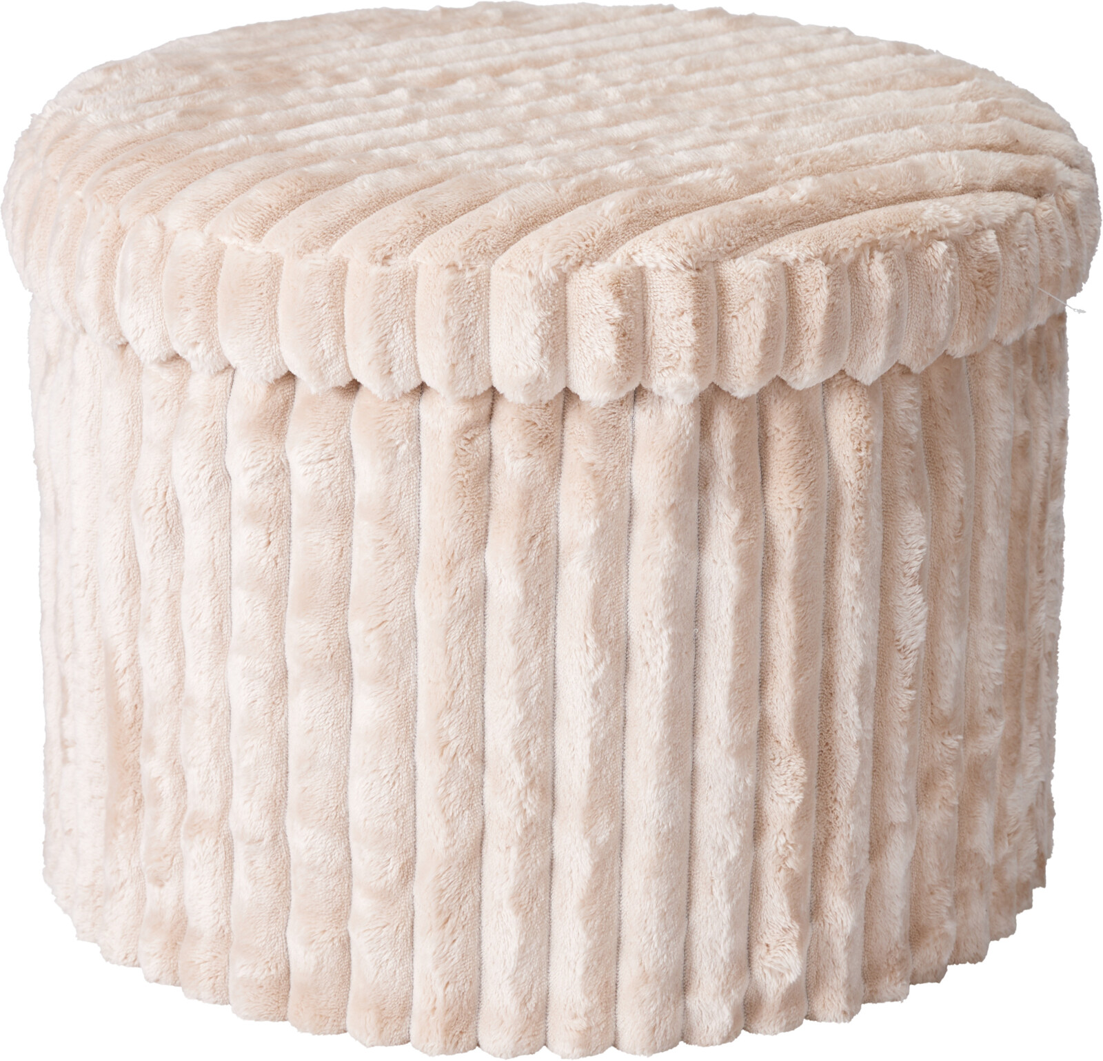 Hocker mit Aufbewahrungsraum, Cordoptik - creme, ca. Ø 43,2cm, Höhe ca. 32,5cm