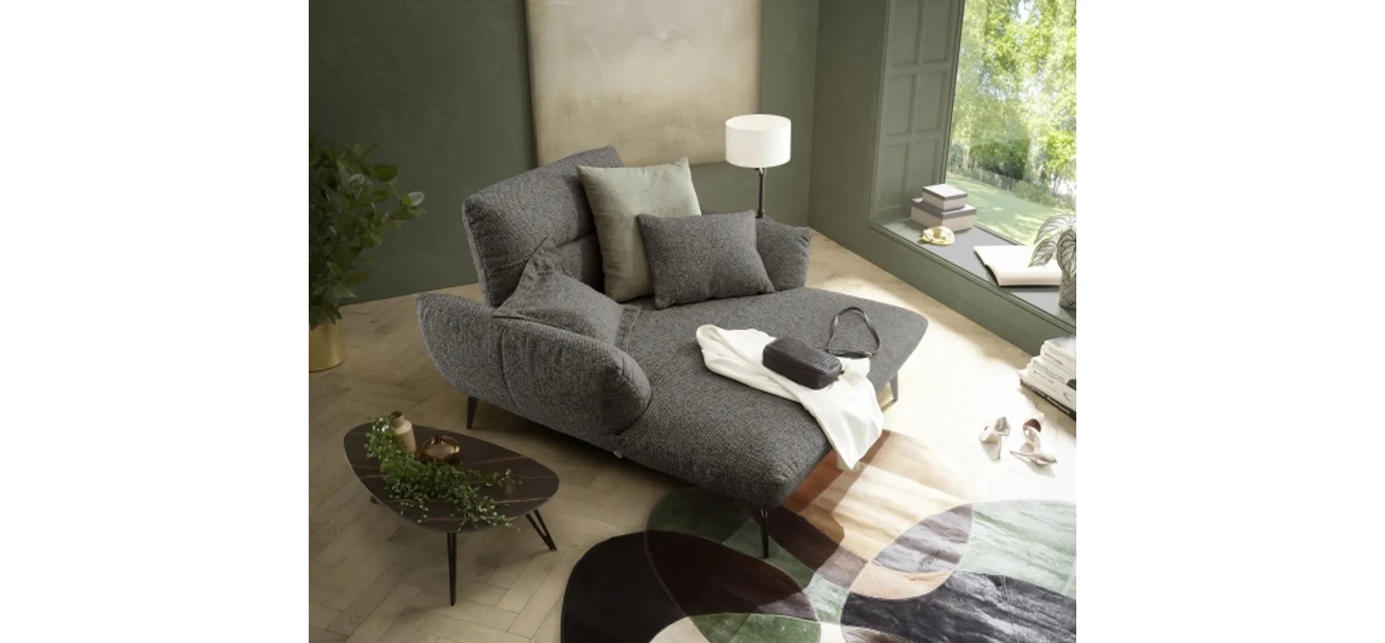 Sessel PAYTON - Loveseat inkl. Rückenneigung, Stoff, Taupe
