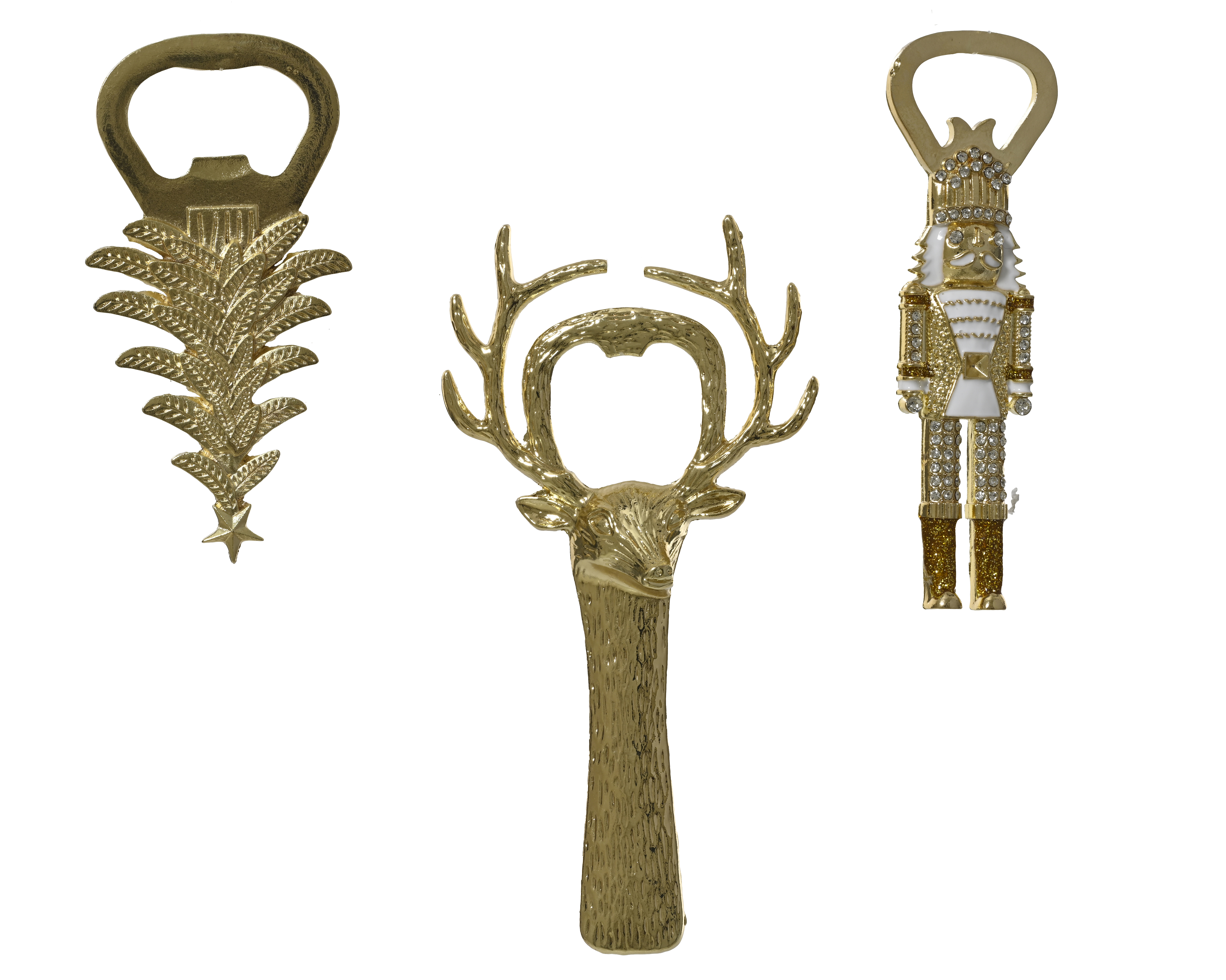 Flaschenöffner 3 versch. Ausführungen Metall - gold, L7.00-W0.20-H13.50cm