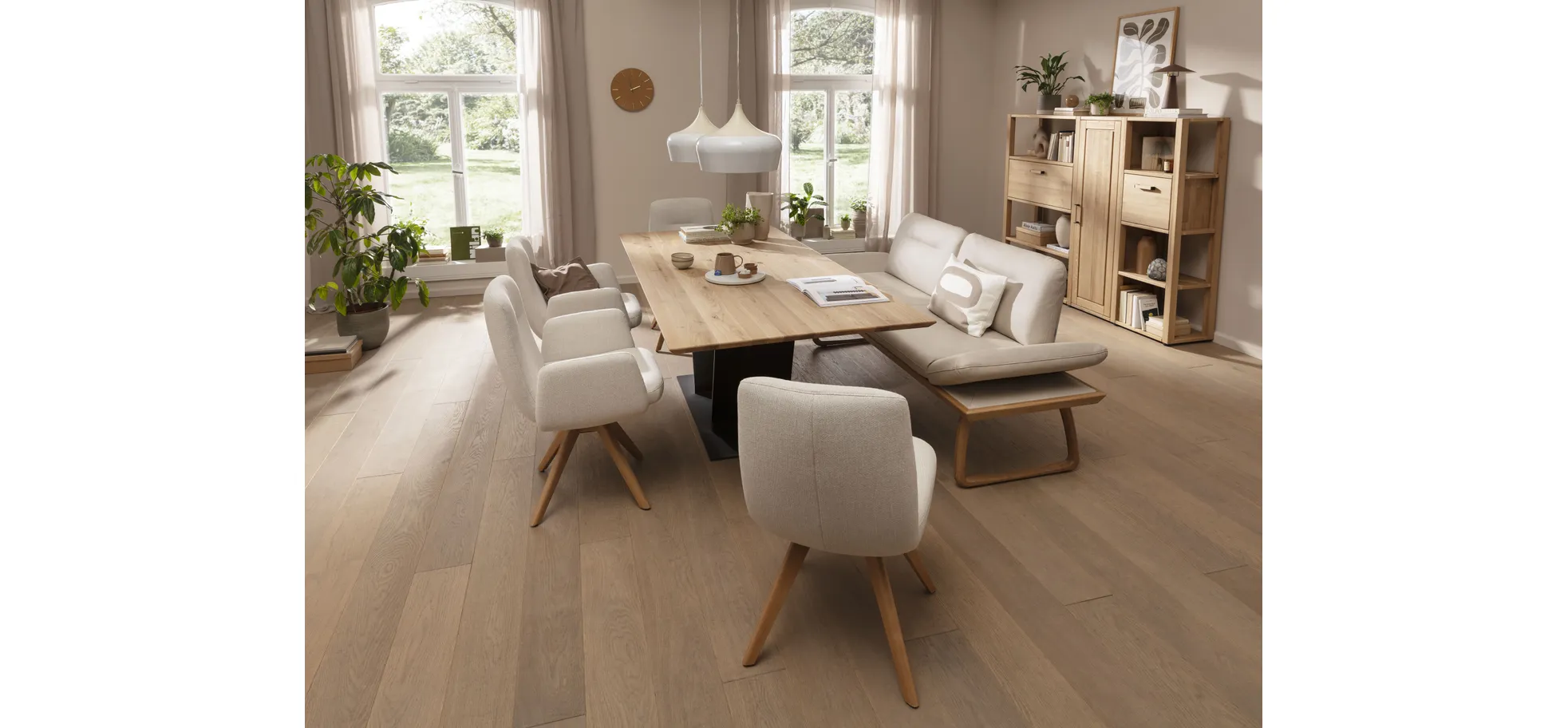 Highboard, Eiche massiv, legno geölt - Elara