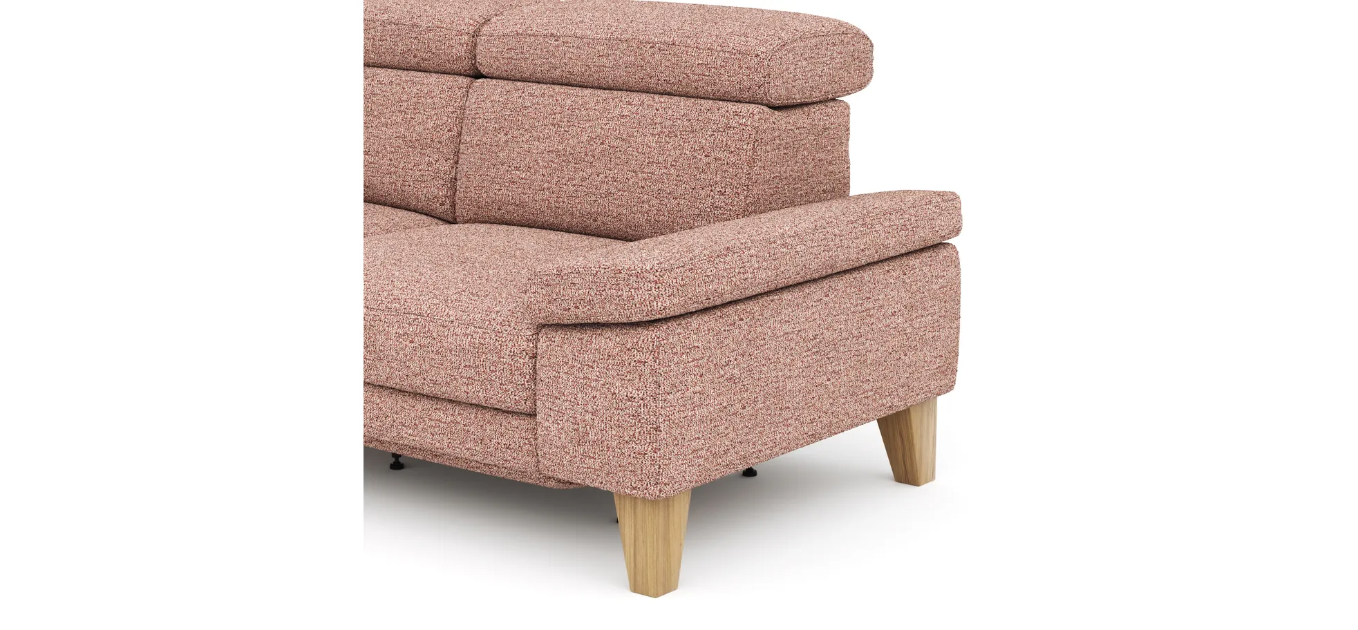 Ecksofa Hudson - Longchair links mit 2,5-Sitzer, inkl. Kopfteil/Armlehne verstellbar und Relaxfunktion (motorisch), Stoff, Kupfer