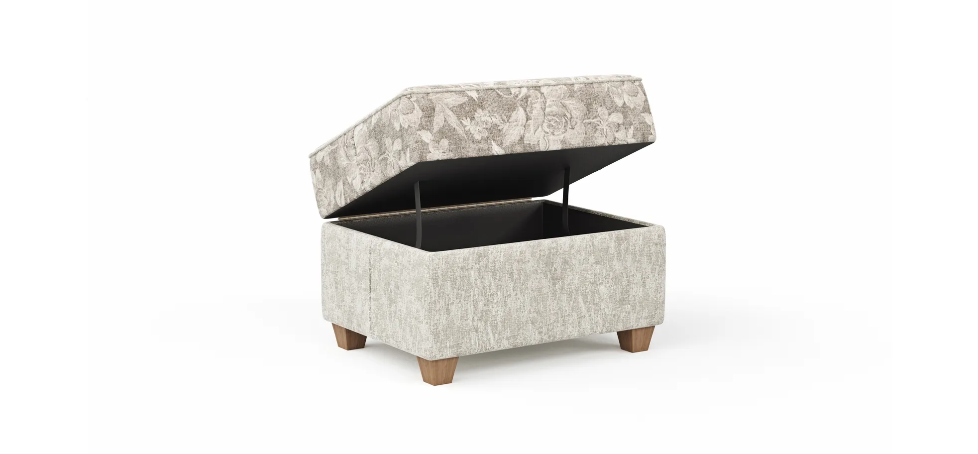 Hocker Brunswick Romantic - mit Stauraum, Stoff, Mehrfarbig