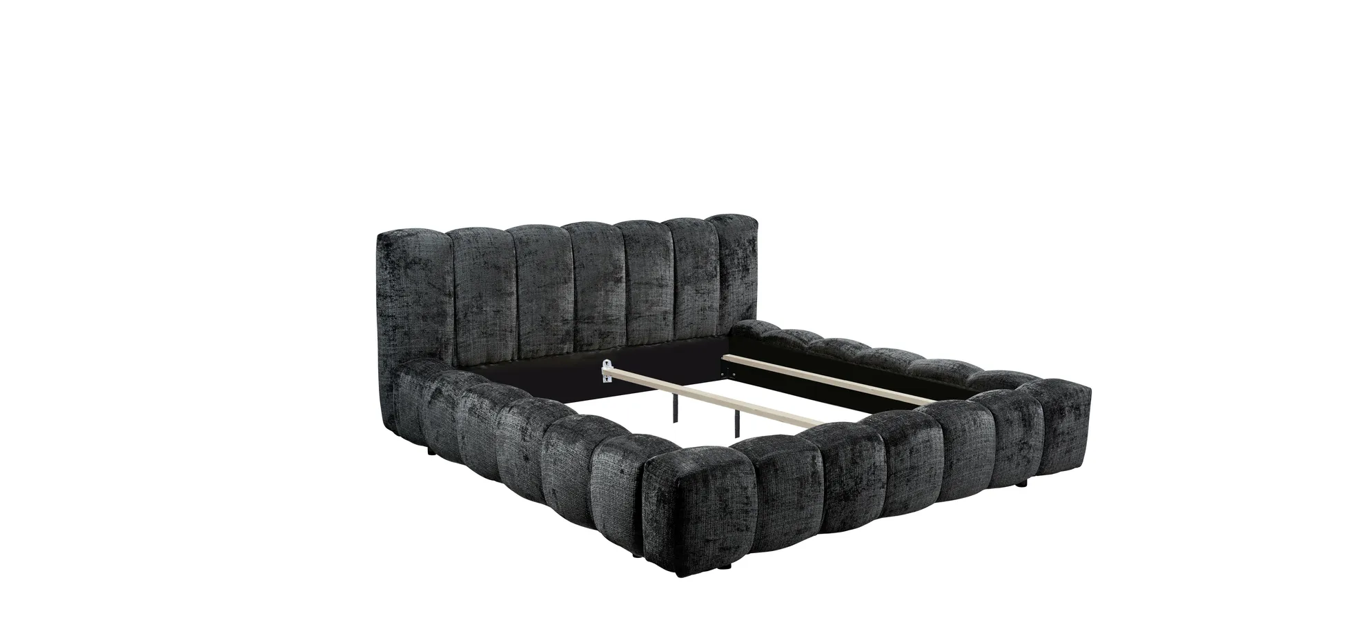 Polsterbettrahmen, Stoff black, 180x200 cm - Eleine