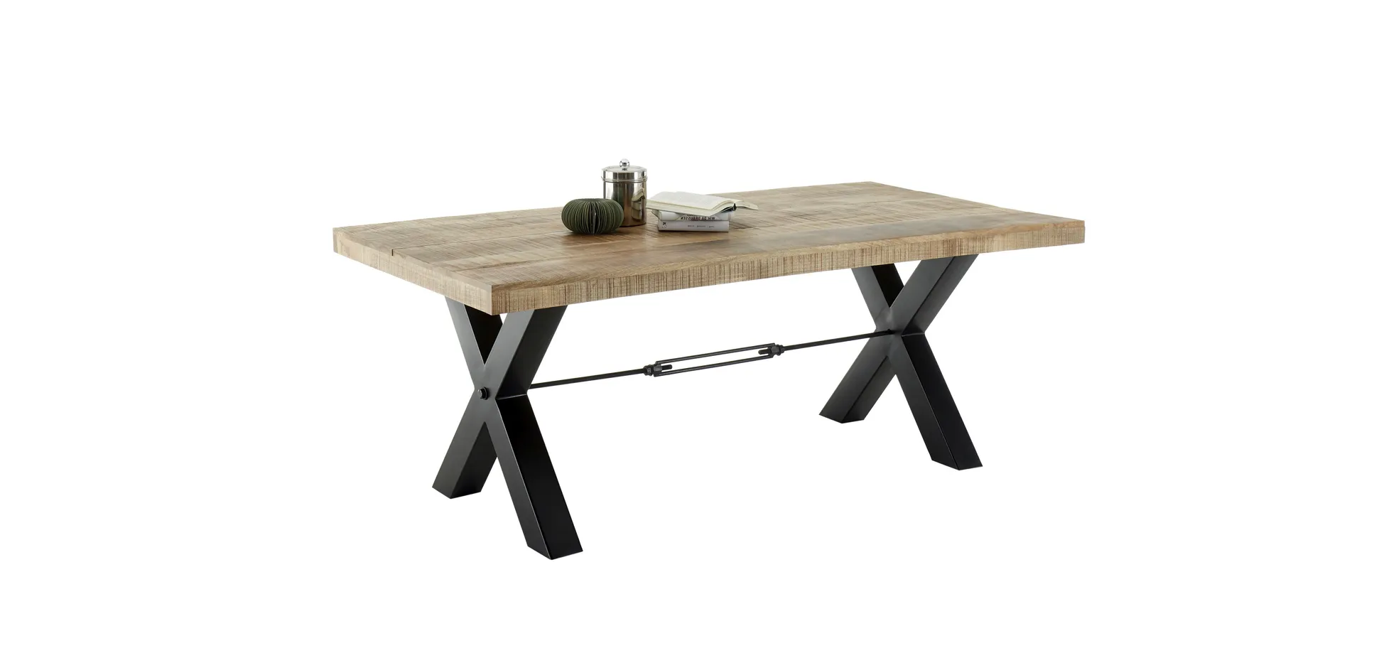 Esstisch - LB ca. 200x100 cm, Mango massiv, Schwarz