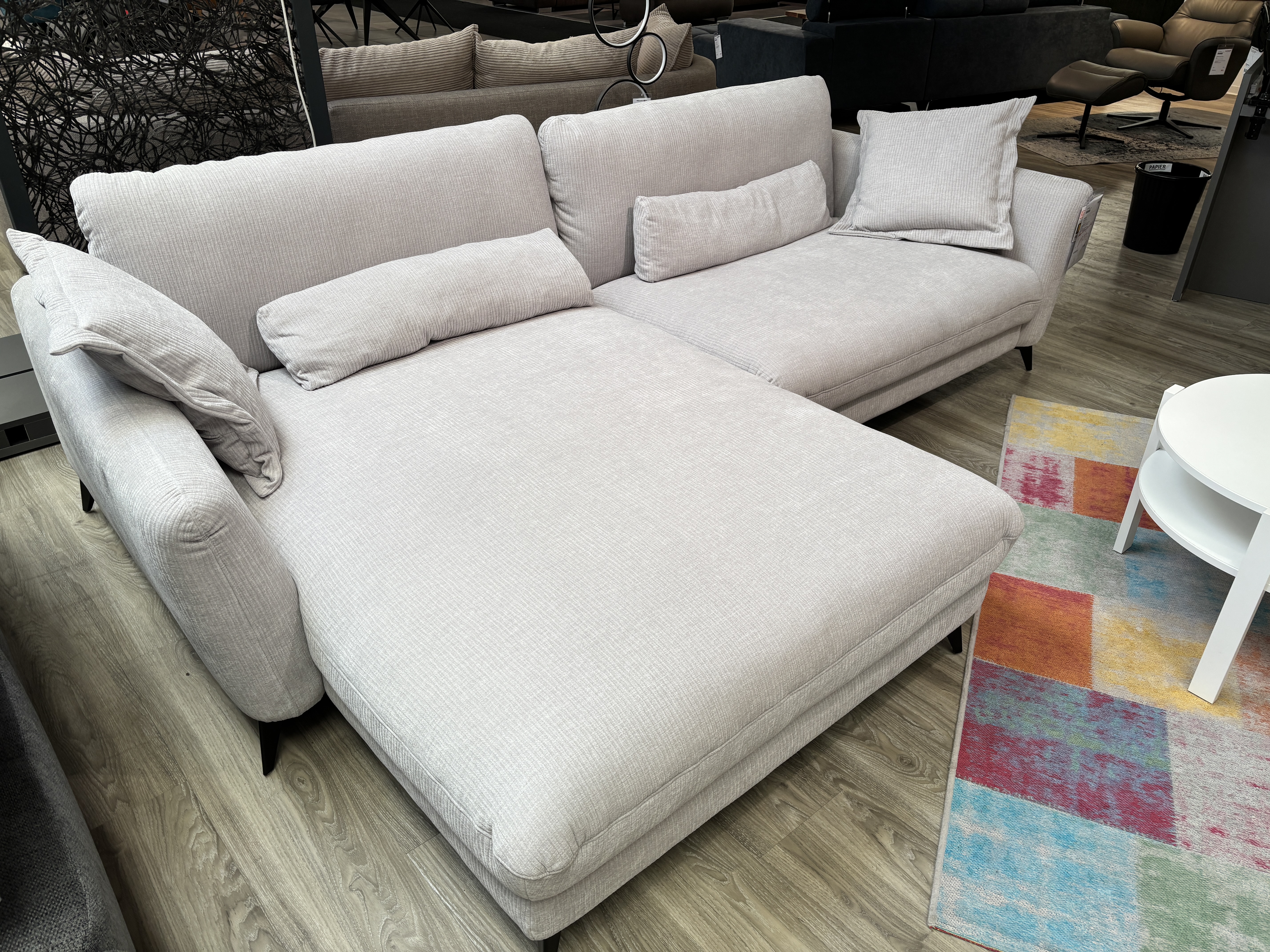 Ecksofa, Stoff Silver, Metallfüße schwarz - MyStyle 2004