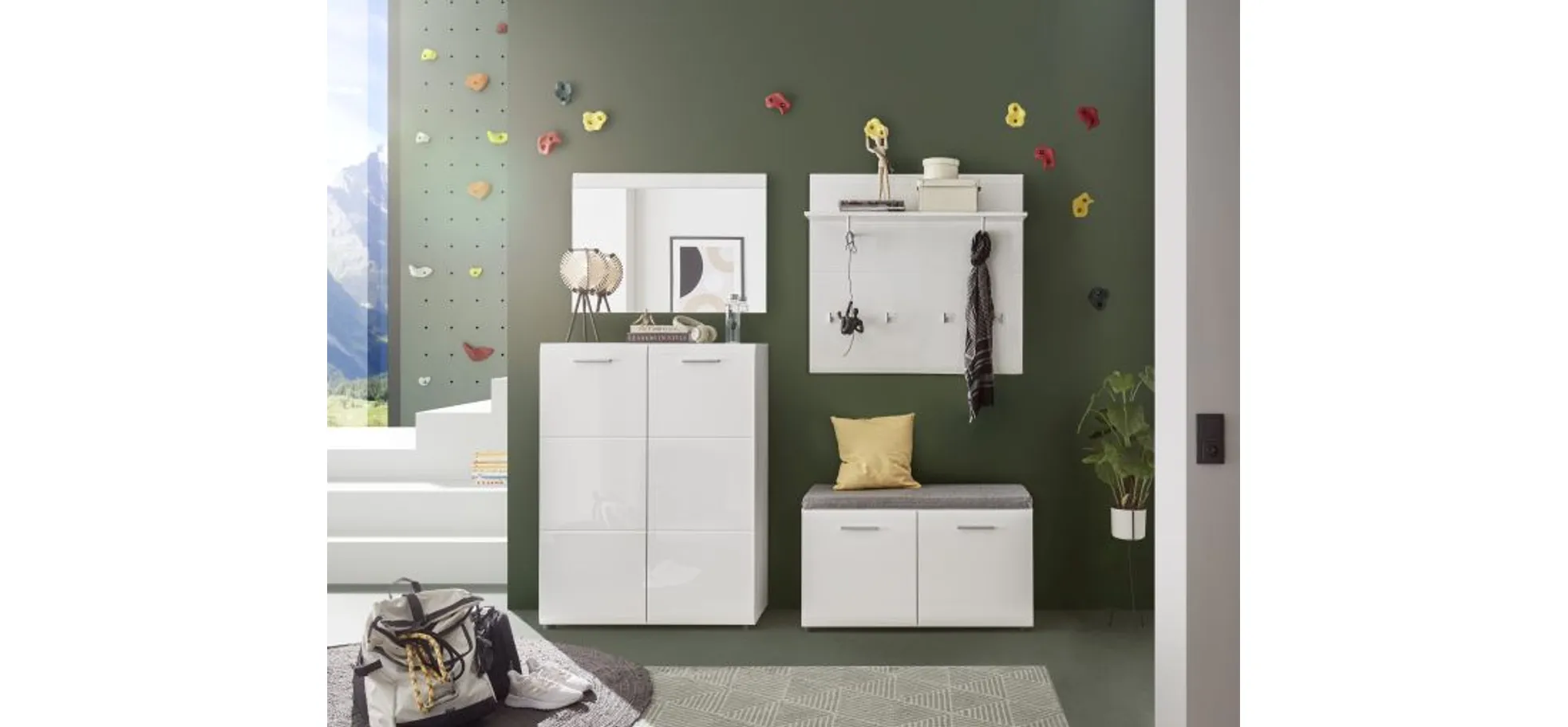 Schuhschrank, MDF weiß hochglanz - Werena