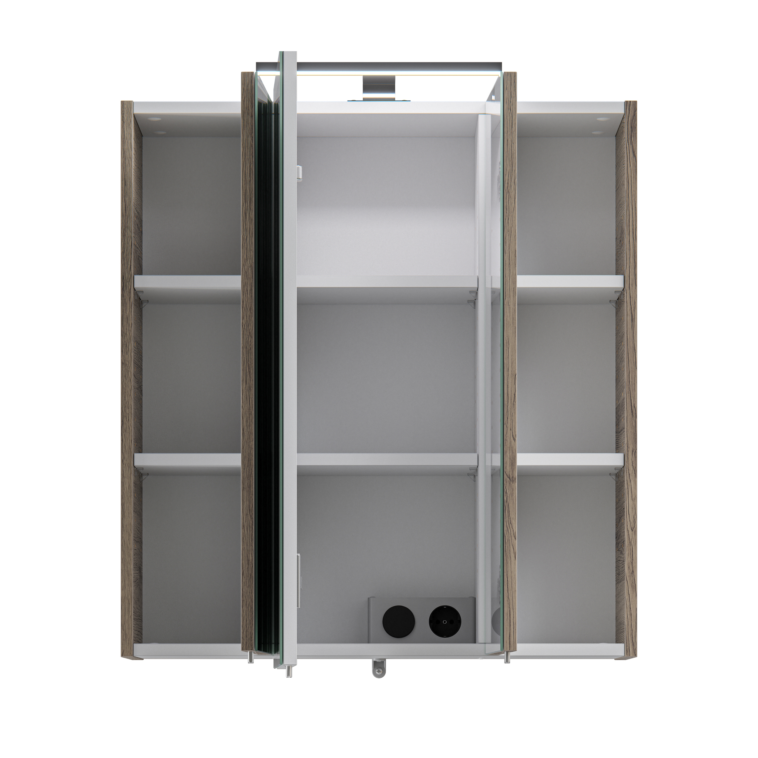 Spiegelschrank, Eiche, 3 Türen, LED L - QUICKSET - 919