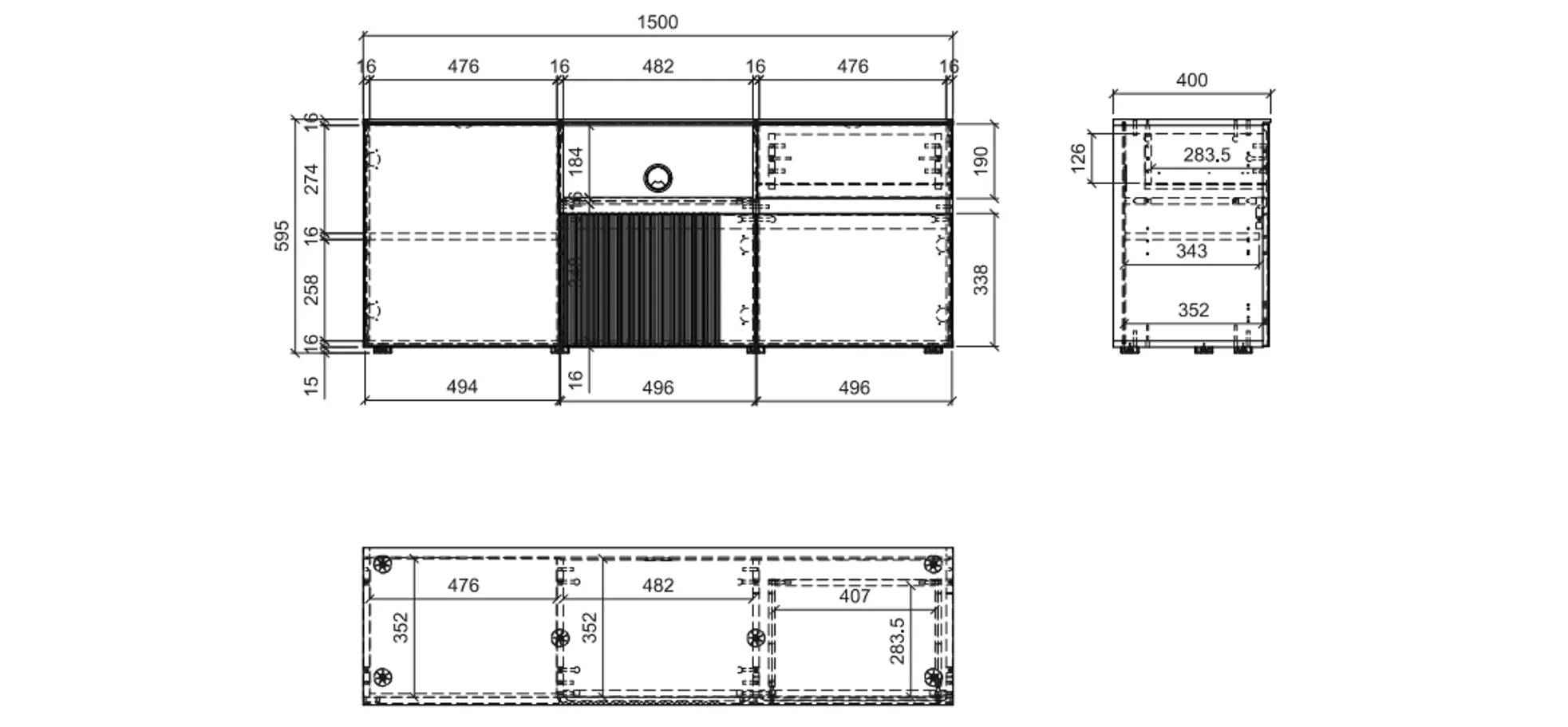 TV-Board- Eiche Dekor, Hellgrau TV-Board- Eiche Dekor, Hellgrau