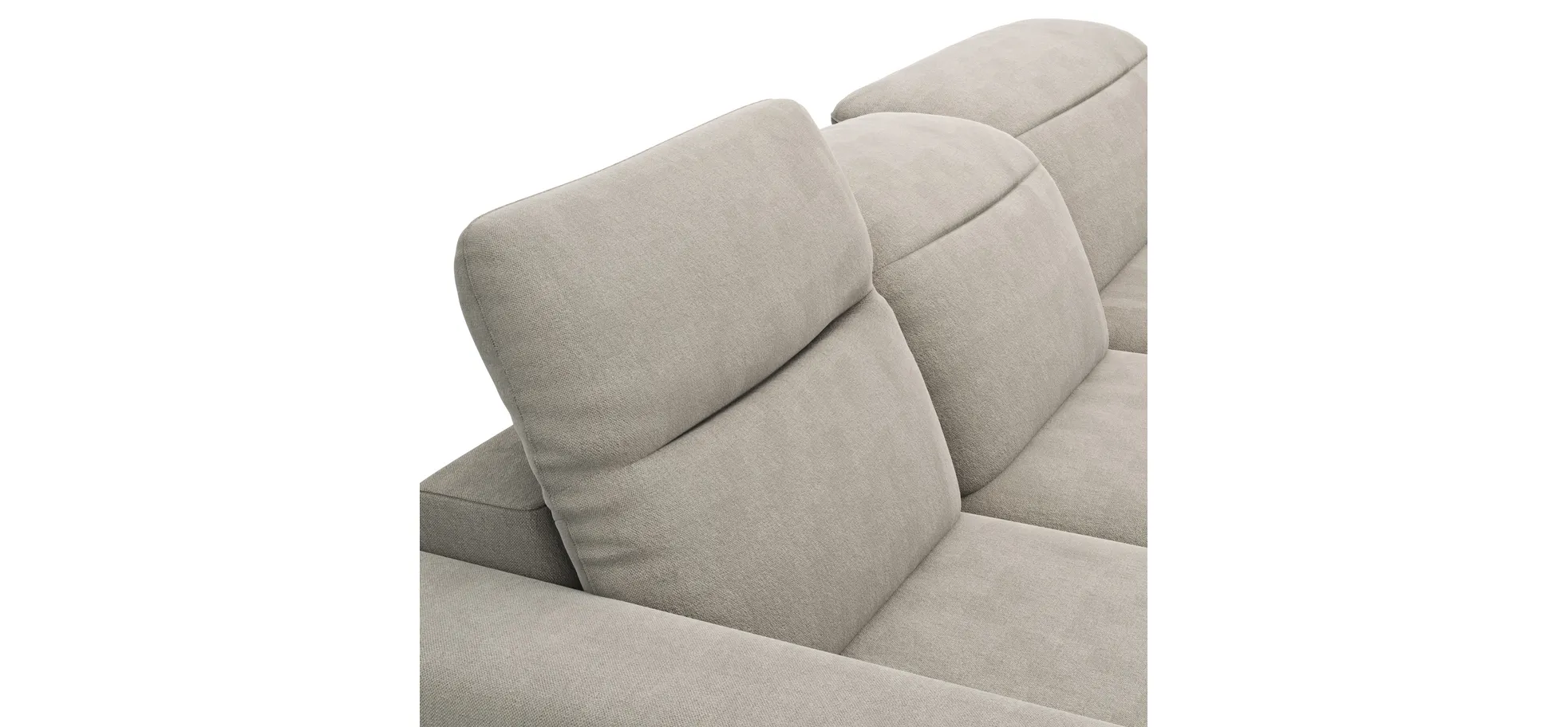 Ecksofa Rockport B - 2,5-Sitzer mit Longchair rechts inkl. Kopfteil/Sitztiefe verstellbar, Stoff, Khaki