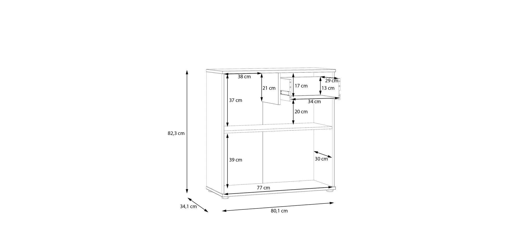 Kommode, Salbei, 2 Türen, 1 Schub - Finella
