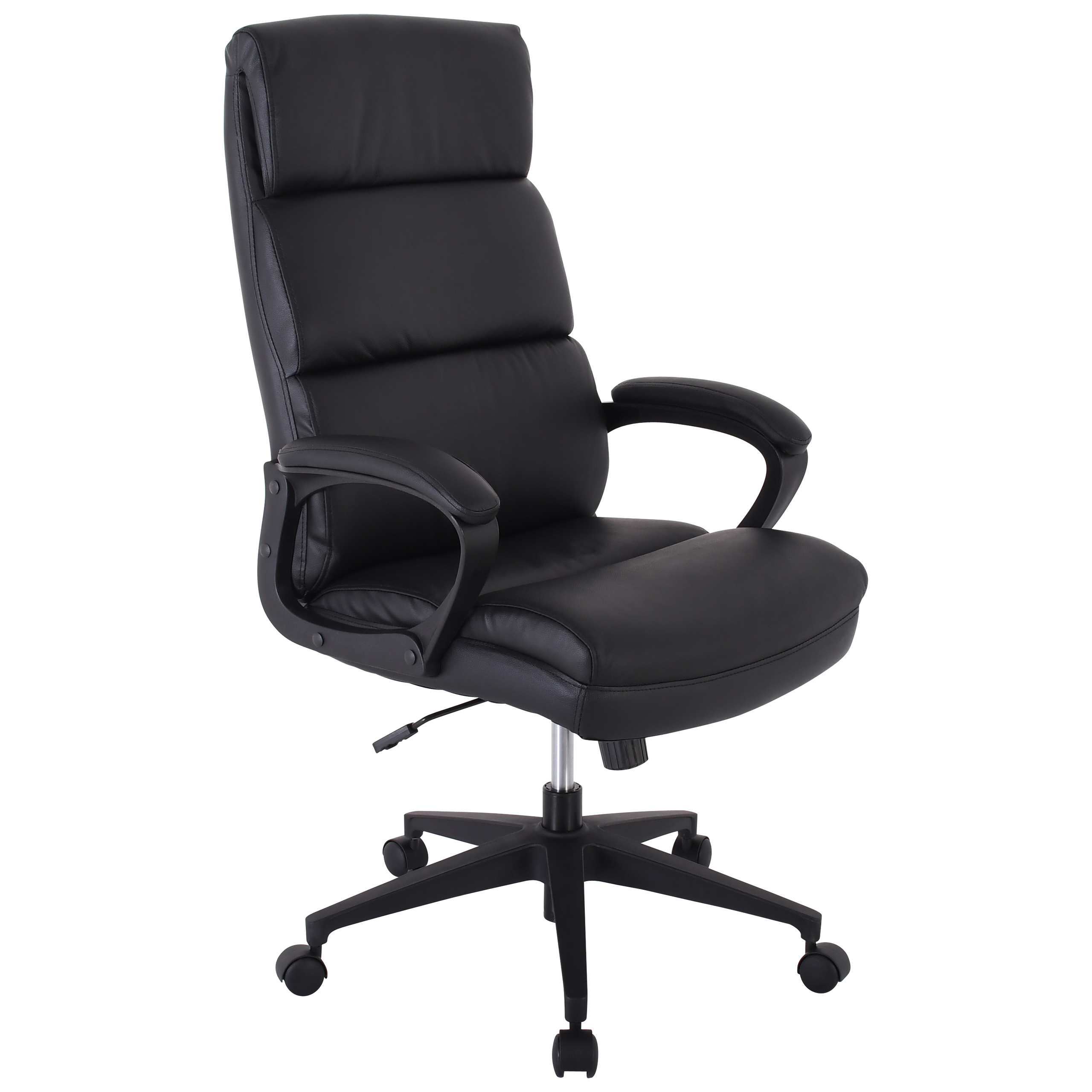 Bürostuhl, Leder schwarz, Gestell schwarz - DREHSTÜHLE
