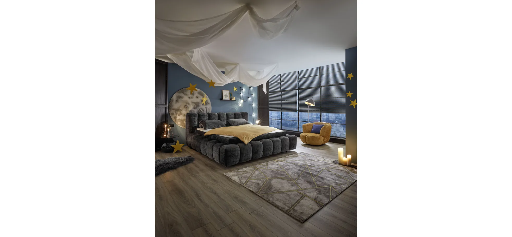 Polsterbettrahmen, Stoff black, 180x200 cm - Eleine