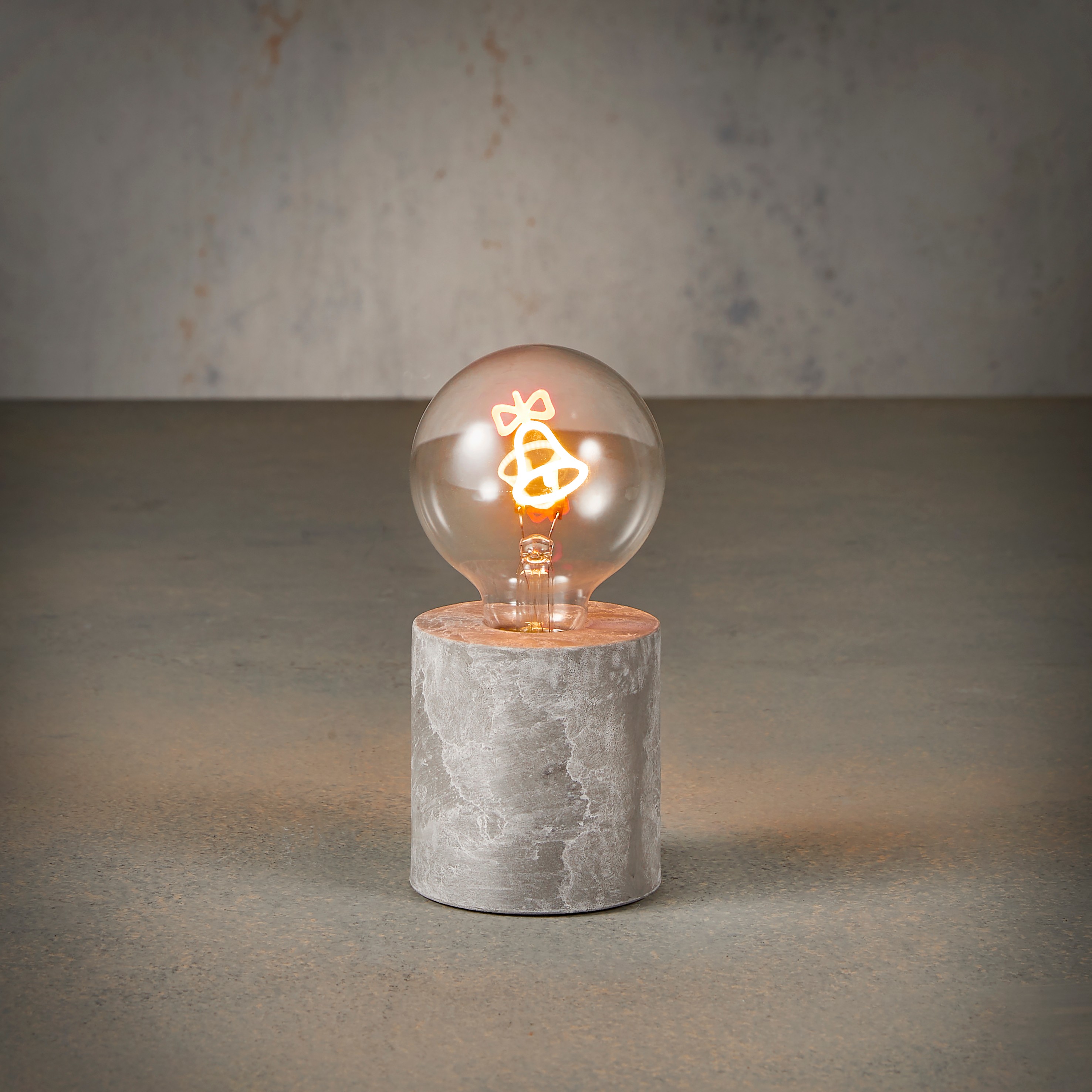 Tischlampe Glocke LED grau warm weiss - Batteriebetrieb  und Timer - h18xd8cm