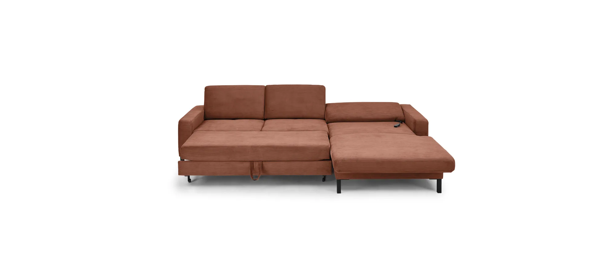  Ecksofa CALM MOVE 2.0 - 2,5-Sitzer mit Longchair rechts, Schlaffunktion, Feincord, Rost
