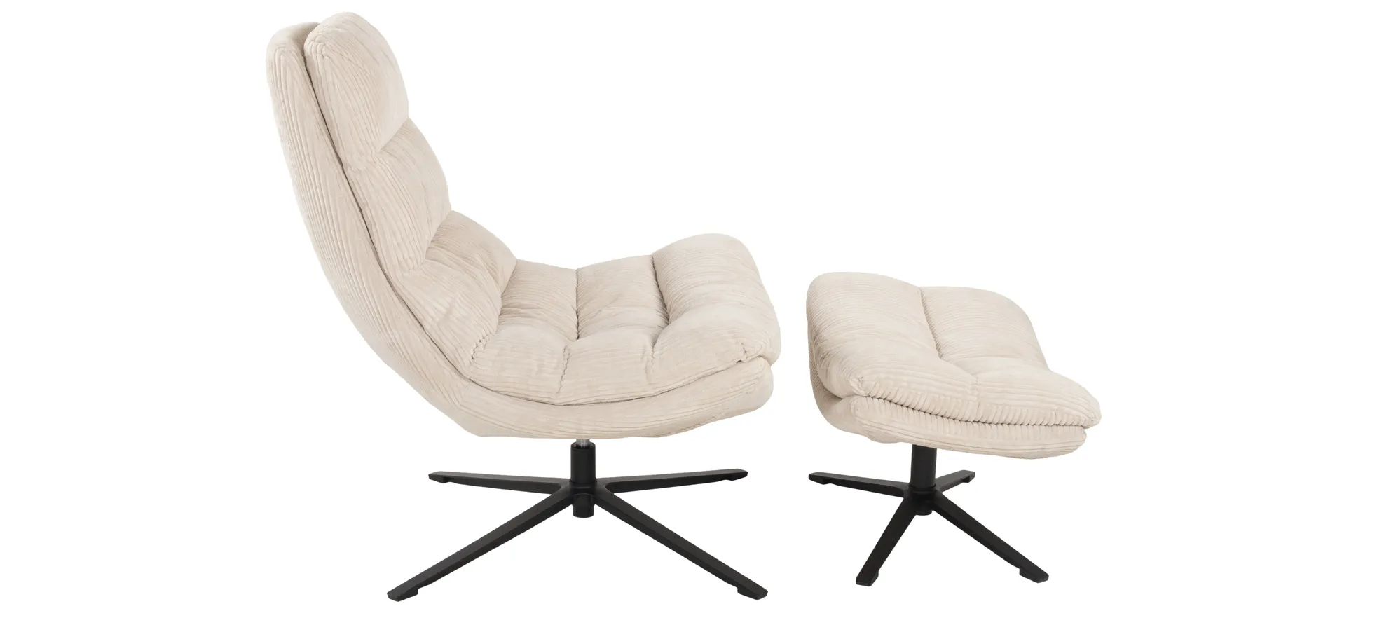 Relaxsessel mit Hocker, Cord beige - Duane