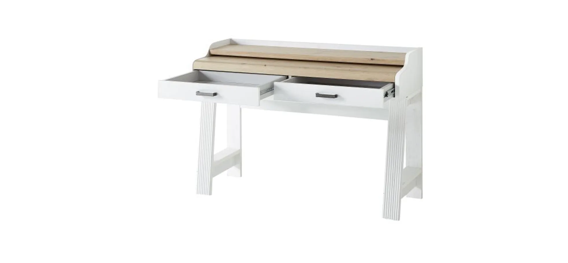 Konsol-/Homeoffice-Tisch - LB ca. 120x53 cm, Weiß, Artisan Eiche Nachbildung