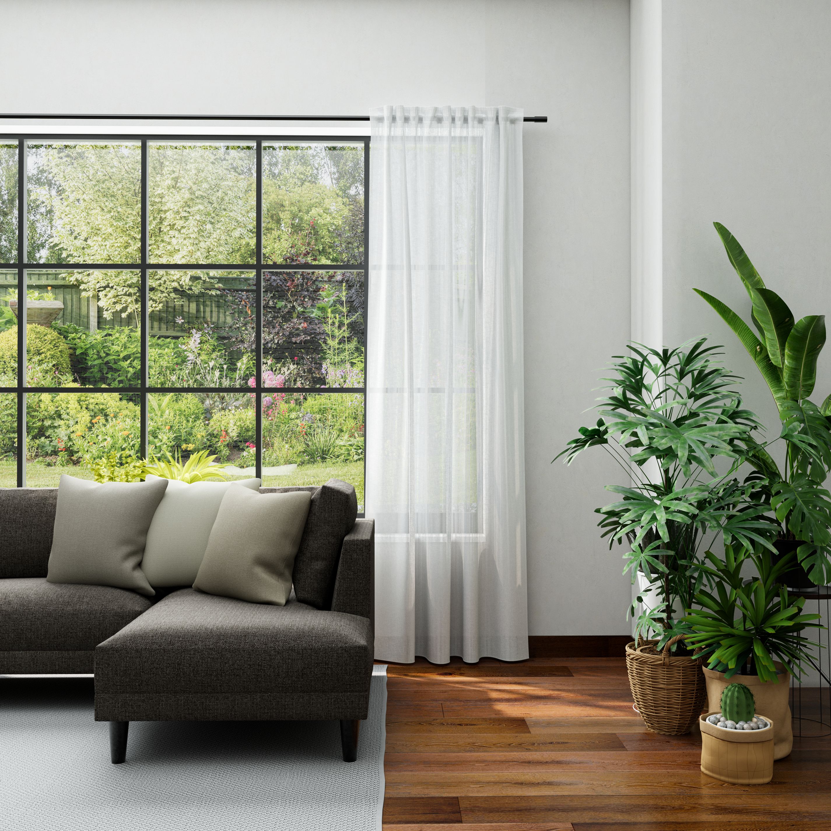 Schlaufenschal Lucia, 145x245cm - 100% polyester, semitransparent uni, wollweiß