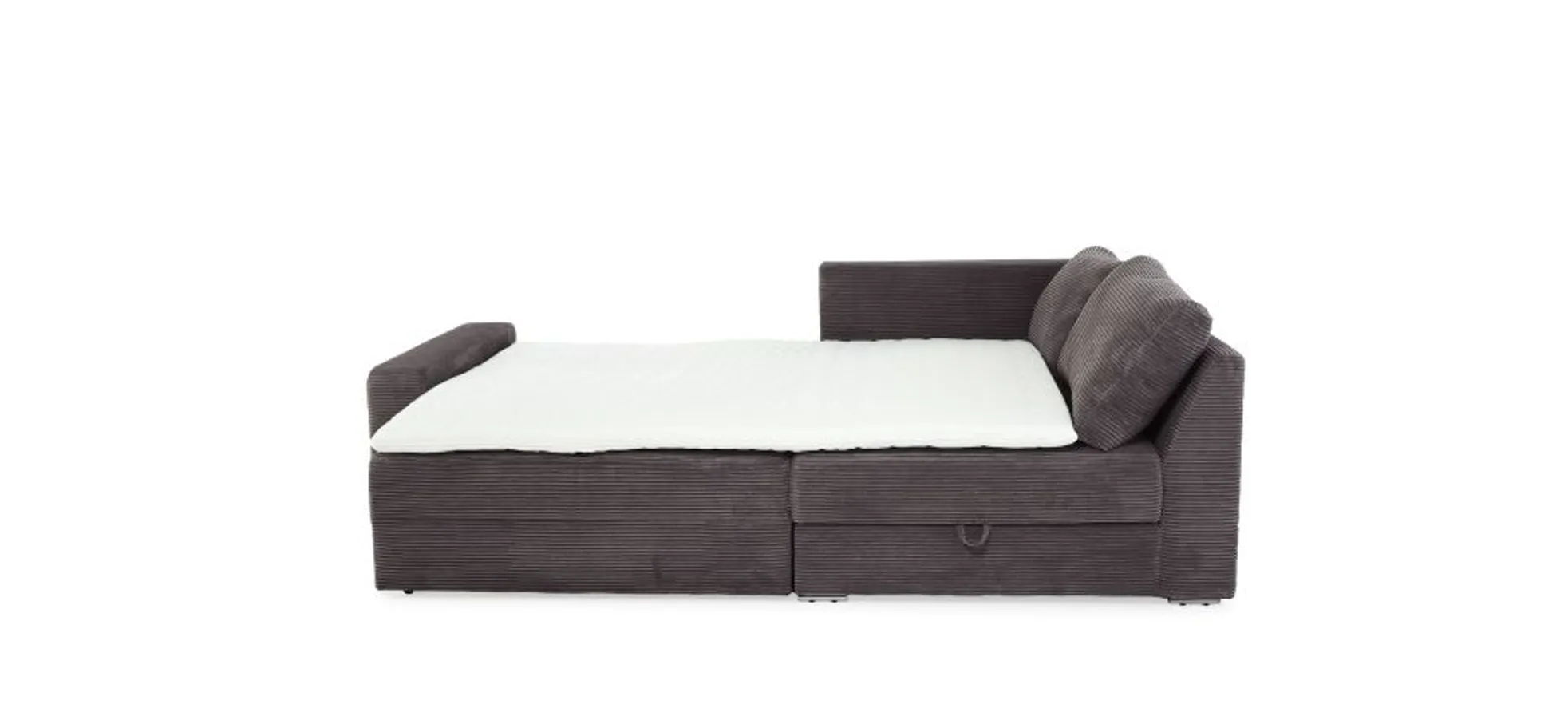 Ecksofa JANIS - 2,5-Sitzer, Ecke rechts inkl. Schlaffunktion, Stoff, Grau