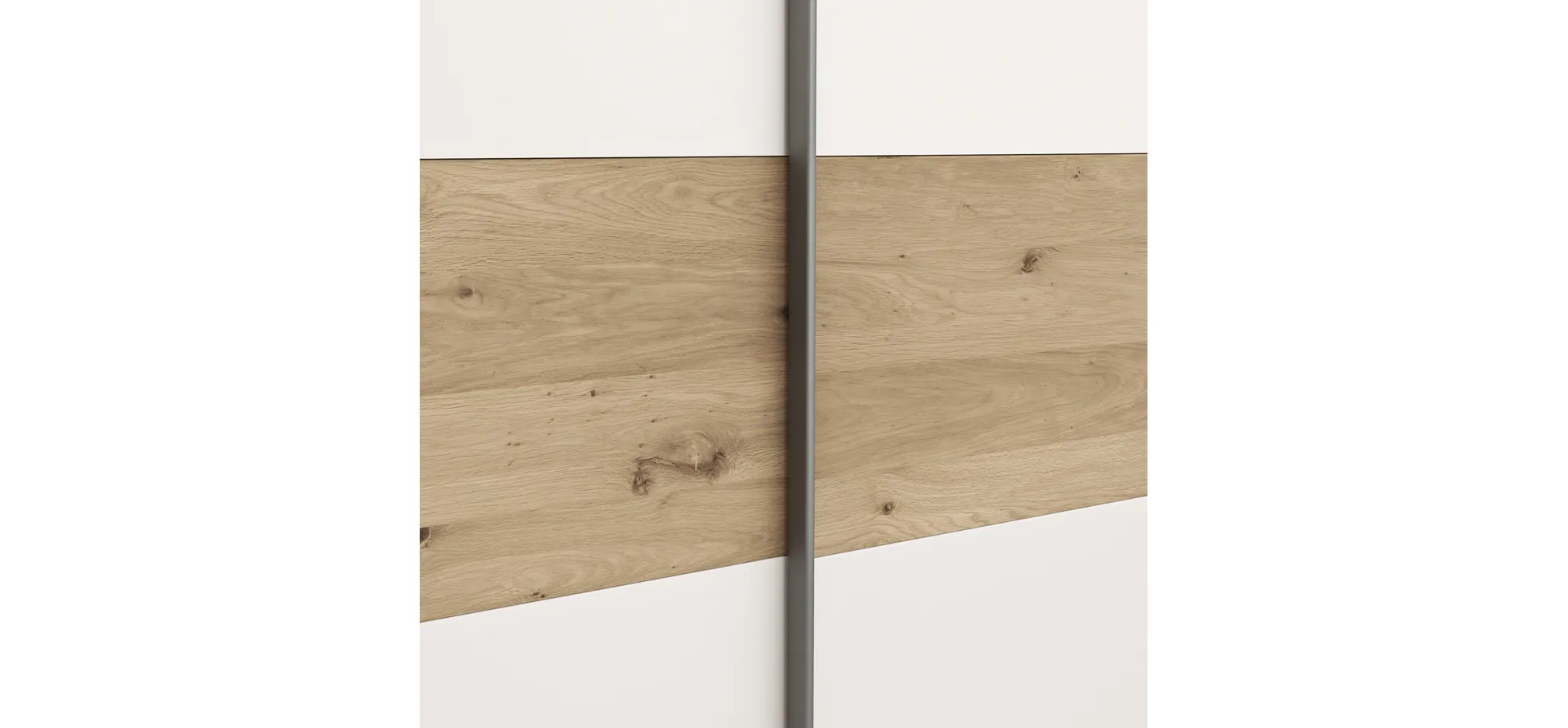 Schwebetürenschrank Viana - B ca. 338 cm, Furnier, Balkeneiche, Weiß