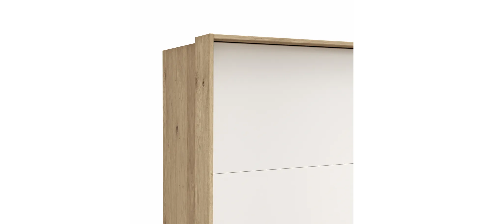 Schwebetürenschrank Viana - B ca. 308 cm, Furnier, Balkeneiche, Weiß