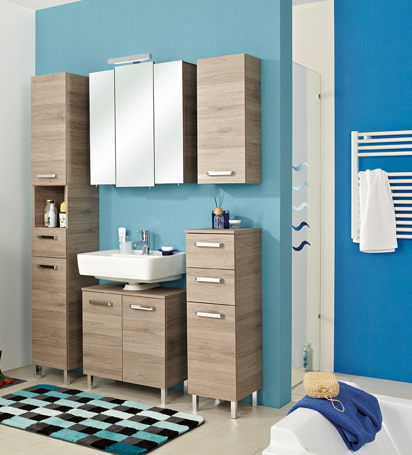 Wandschrank, Eiche terra, 1 Tür, Griff alu - QUICKSET - 313