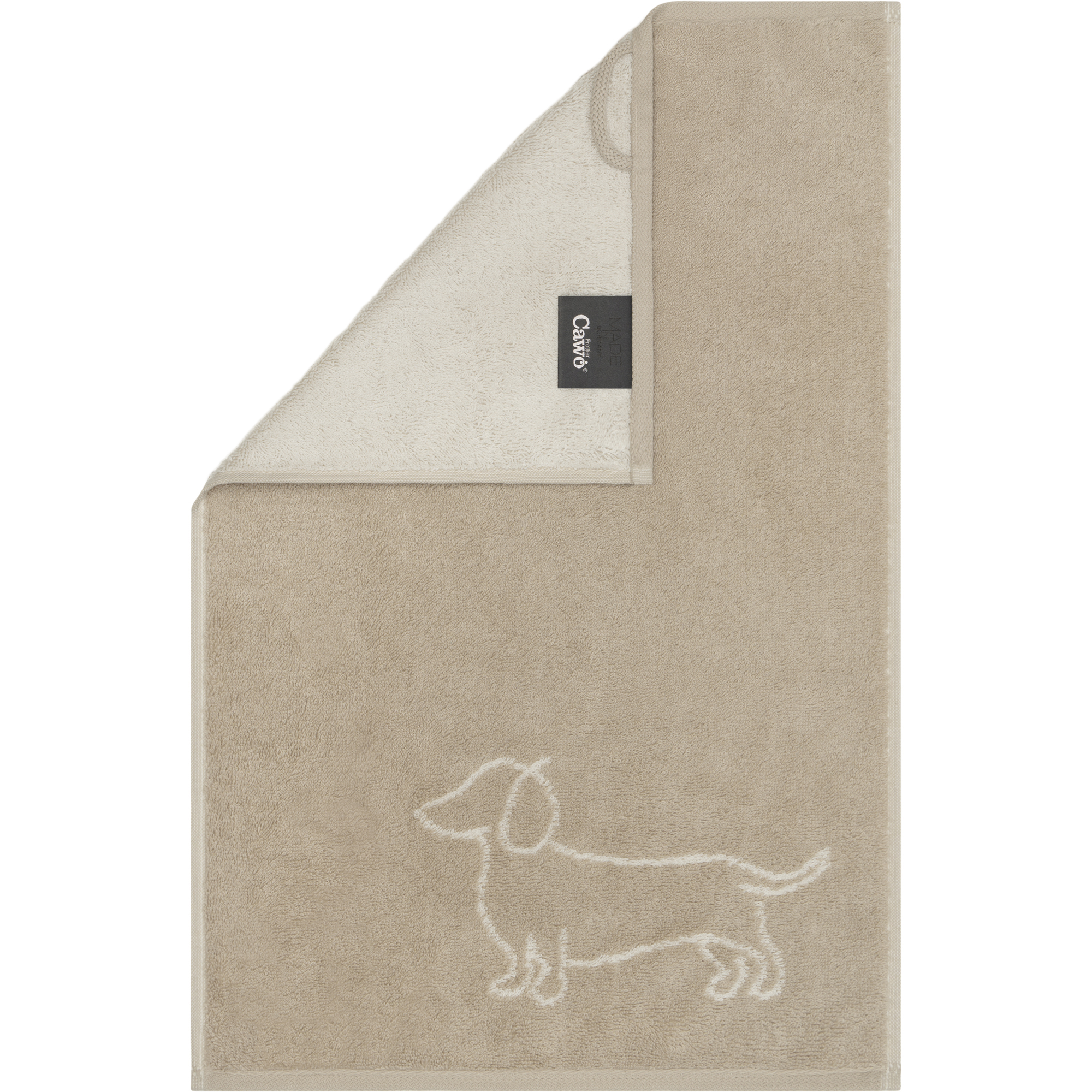Gästetuch Dackel, ca. 30x50 cm, natur/beige - We love Dogs