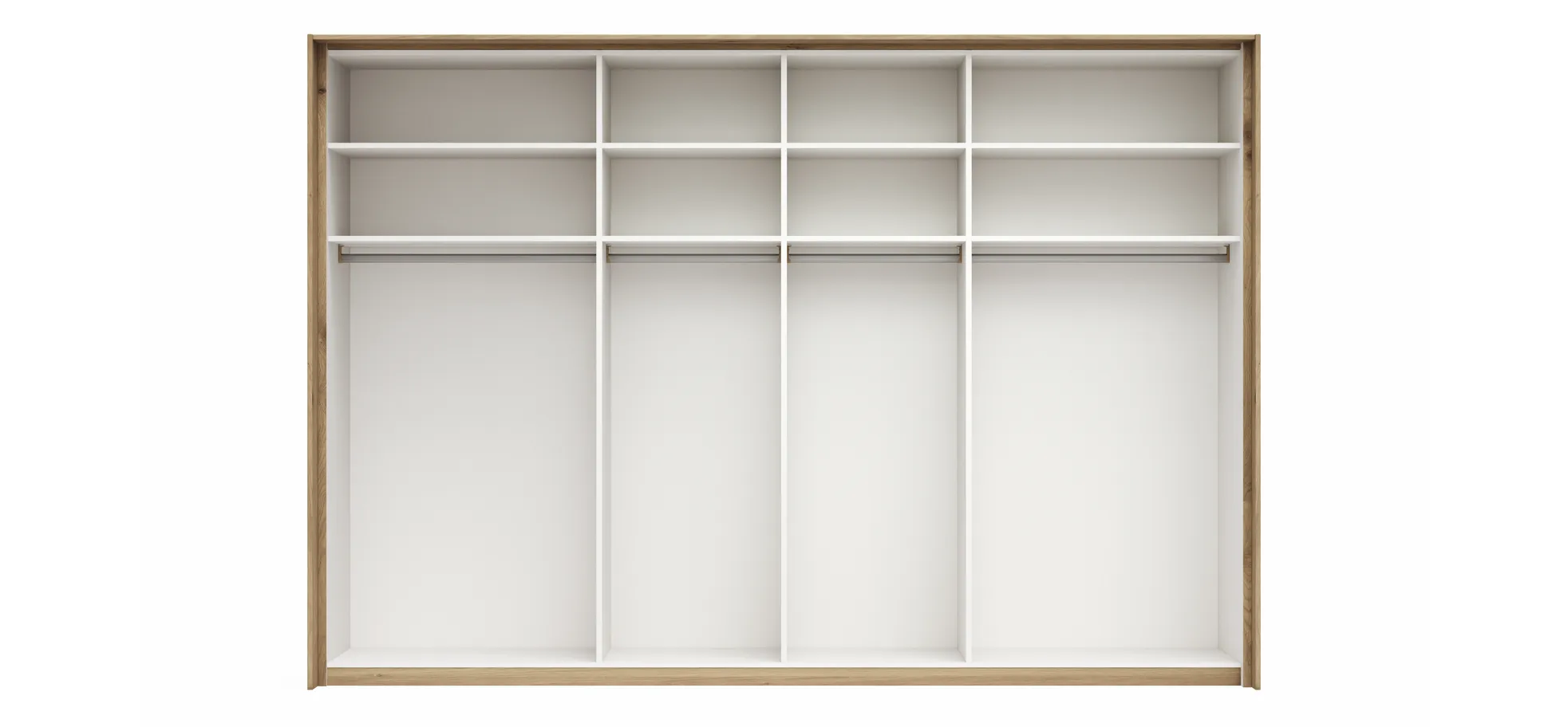 Schwebetürenschrank Viana - B ca. 308 cm, Furnier, Balkeneiche, Weiß