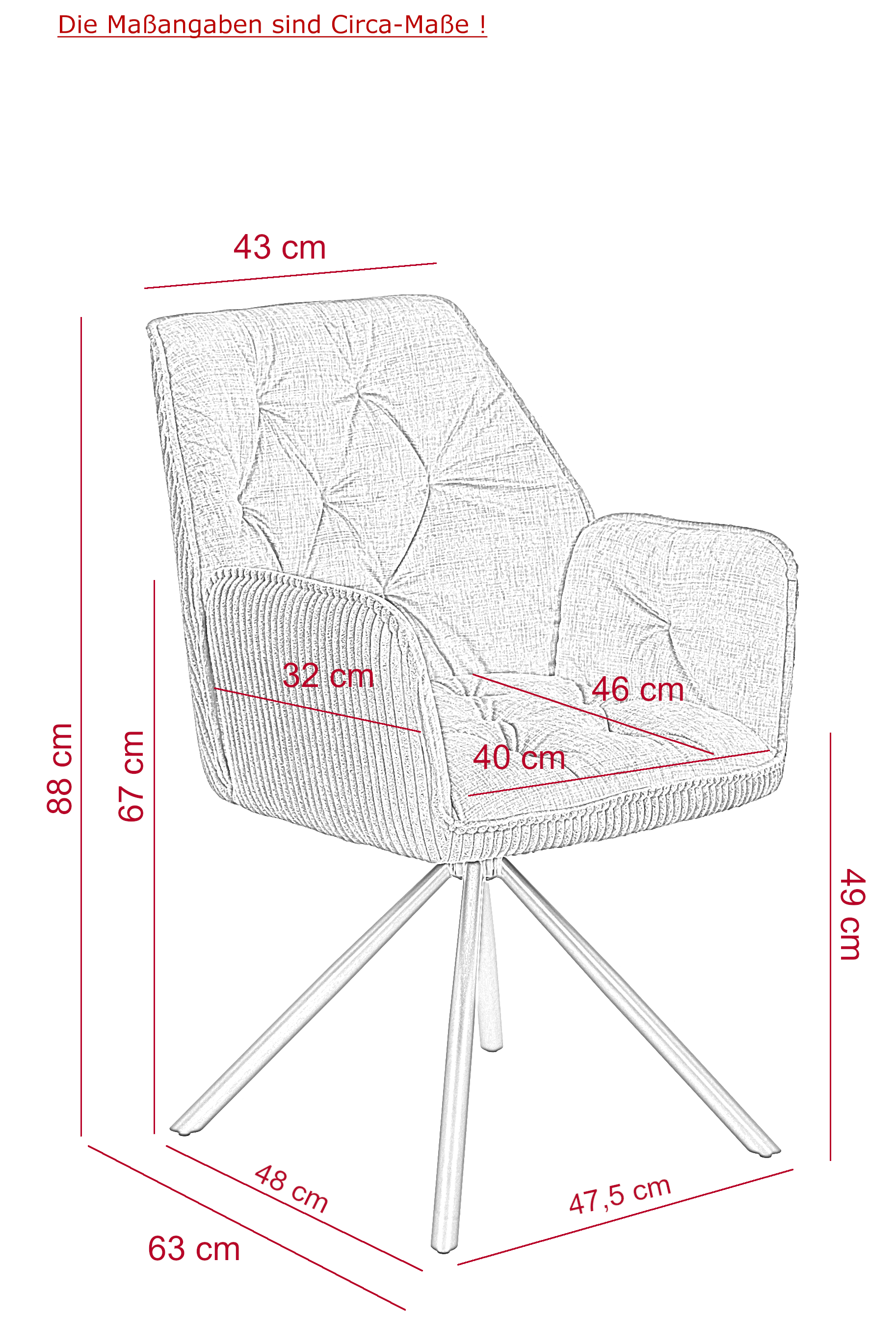 Sessel, Breitcord braun - MYTREND372