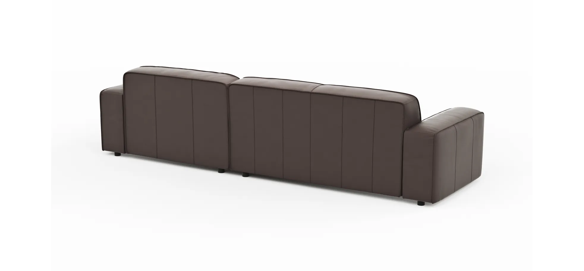 Ecksofa Denver - 2,5-Sitzer mit Longchair rechts, groß, Leder, Mocca