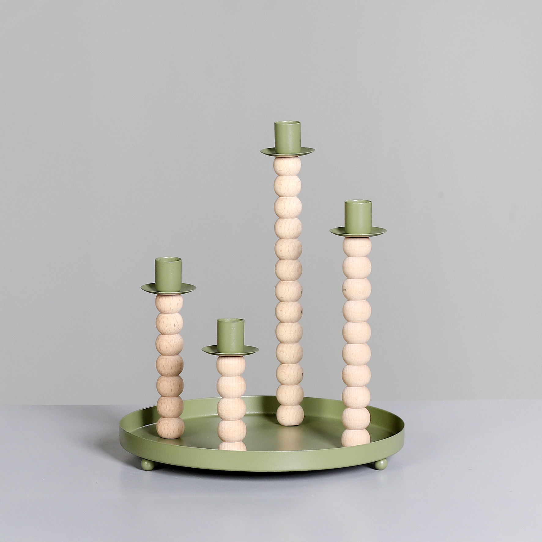 Deko Kerzenhalter für vier Spitzkerzen - grün, 29 cm