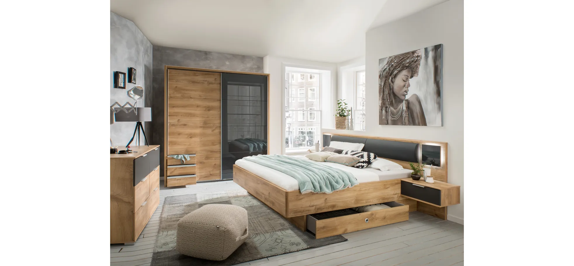 Bettkombination, Plankeneiche - MyStyle 3073