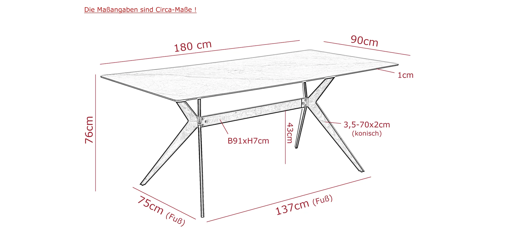 Esstisch, Marmoroptik grau/schwarz - MyStyle 4037