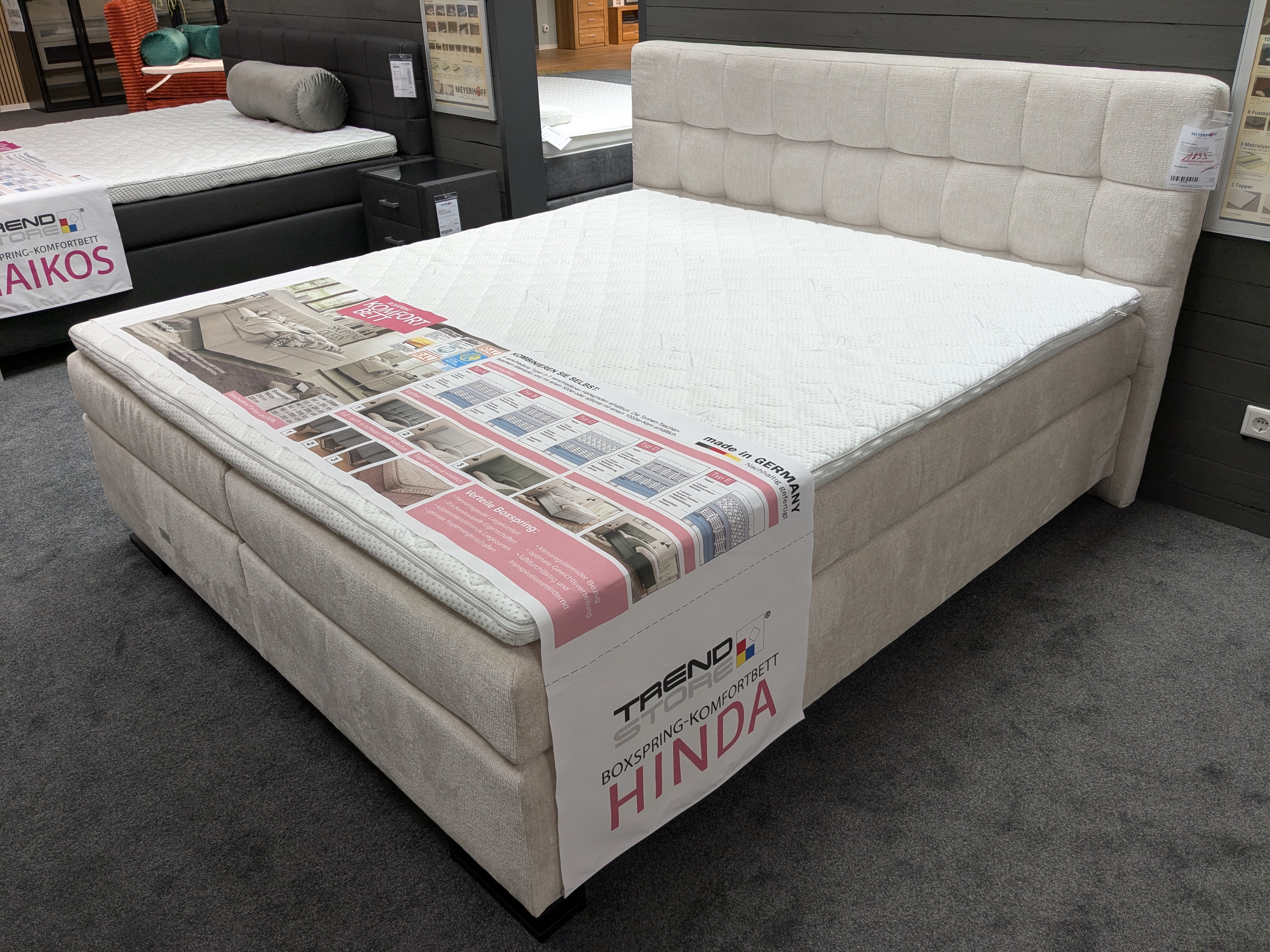 Boxspringbett, Stoff vanille - Hinda
