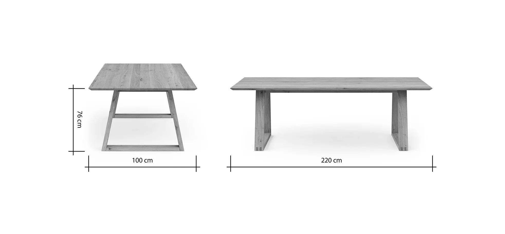 Esstisch Belfast - LB ca. 220x100 cm, Eiche massiv, Legno, Trapezgestell