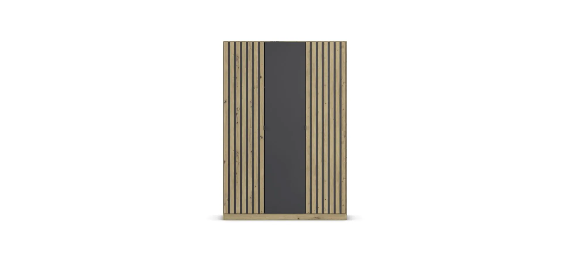 Drehtürenschrank RUERTO- B ca. 136 cm, Eiche Dekor, Dunkelgrau, Paneel, Eiche Dekor